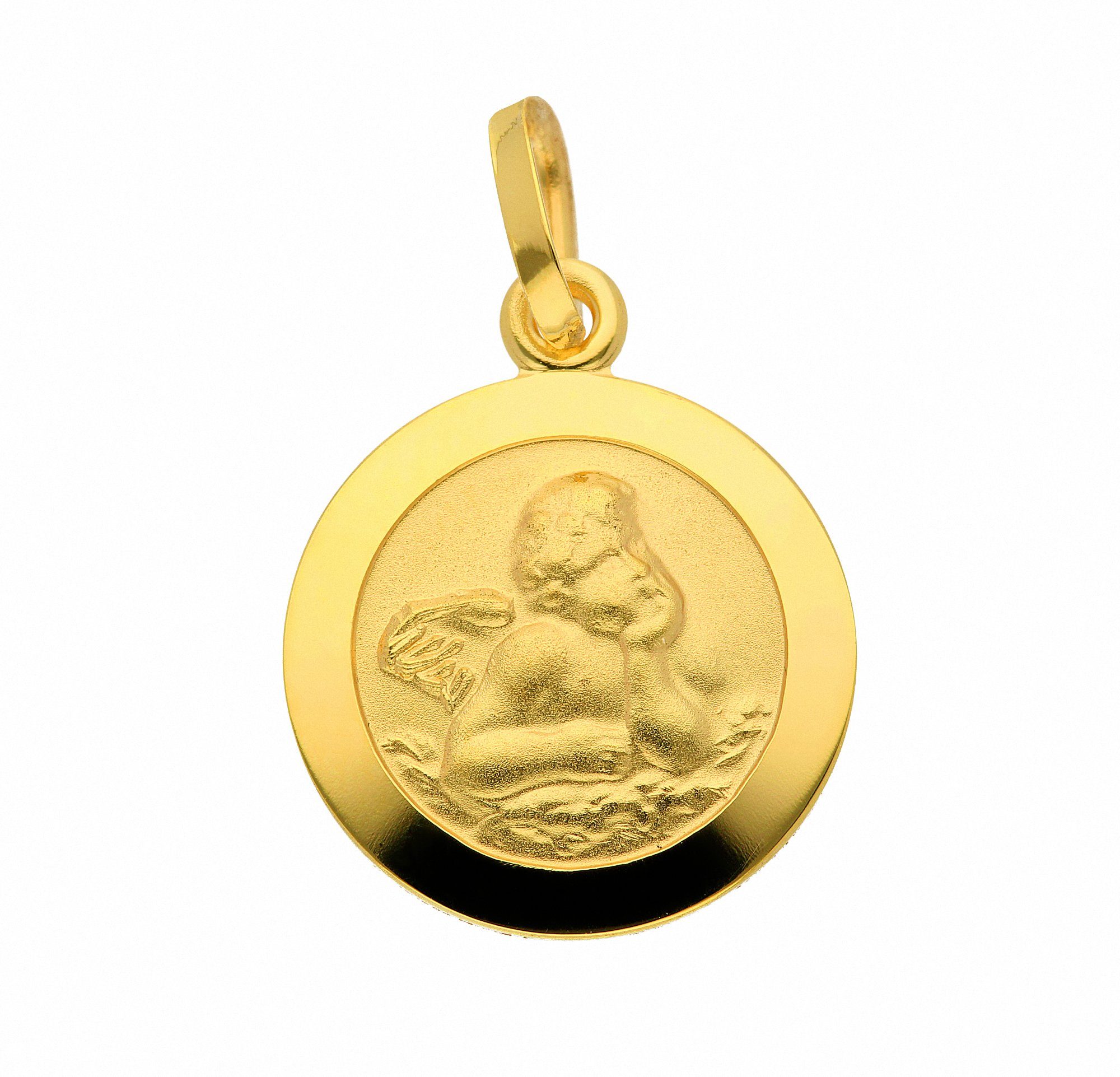 Adelia´s Kettenanhänger Damen Goldschmuck 585 Gold Anhänger Amor Ø 12 mm, 585  Gold Goldschmuck für Damen | Kettenanhänger