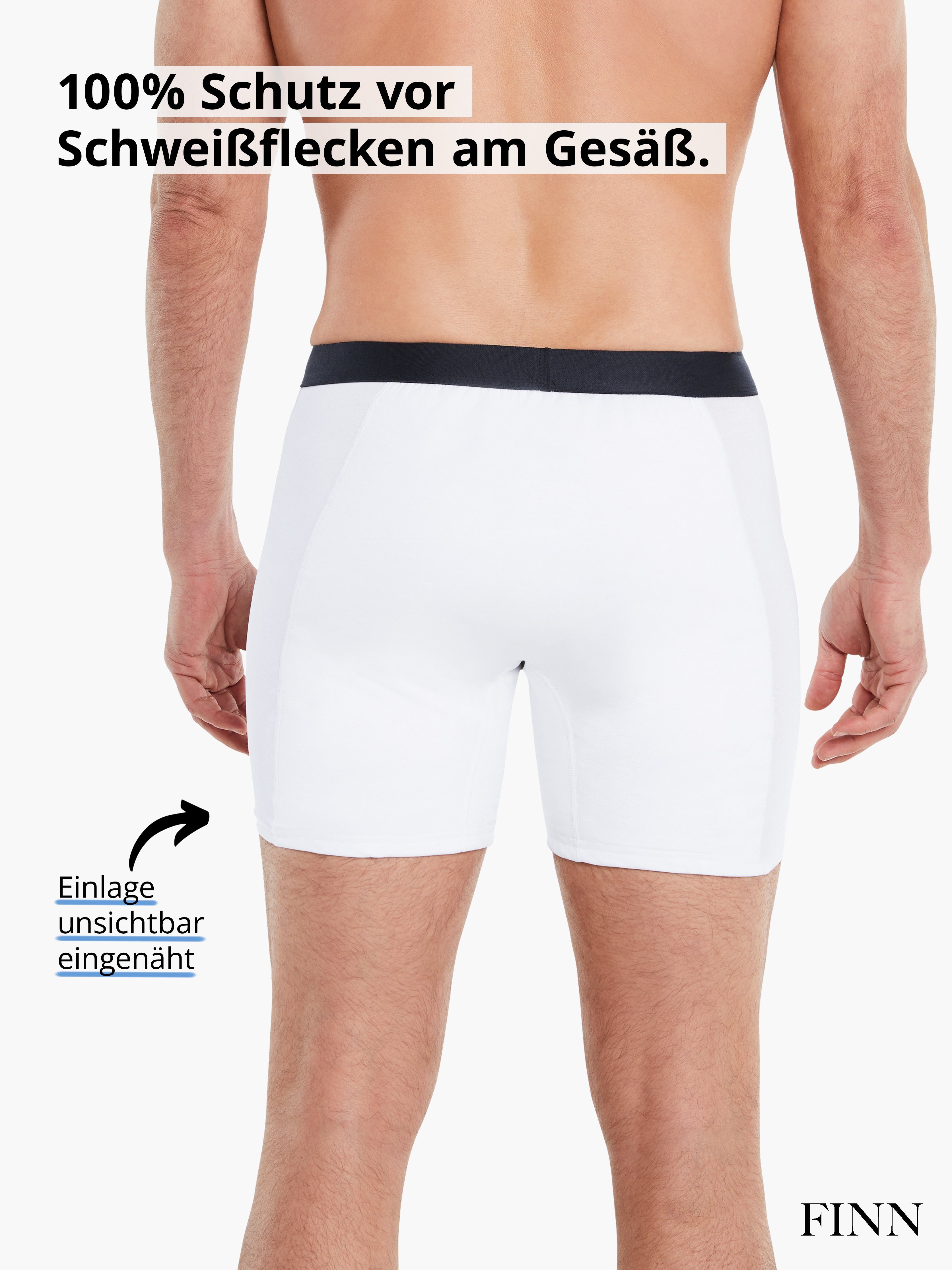 Wirkung Schweißflecken, FINN vor 100% Herren Schutz Anti-Schweiß garantierte Design Boxershorts Boxershorts