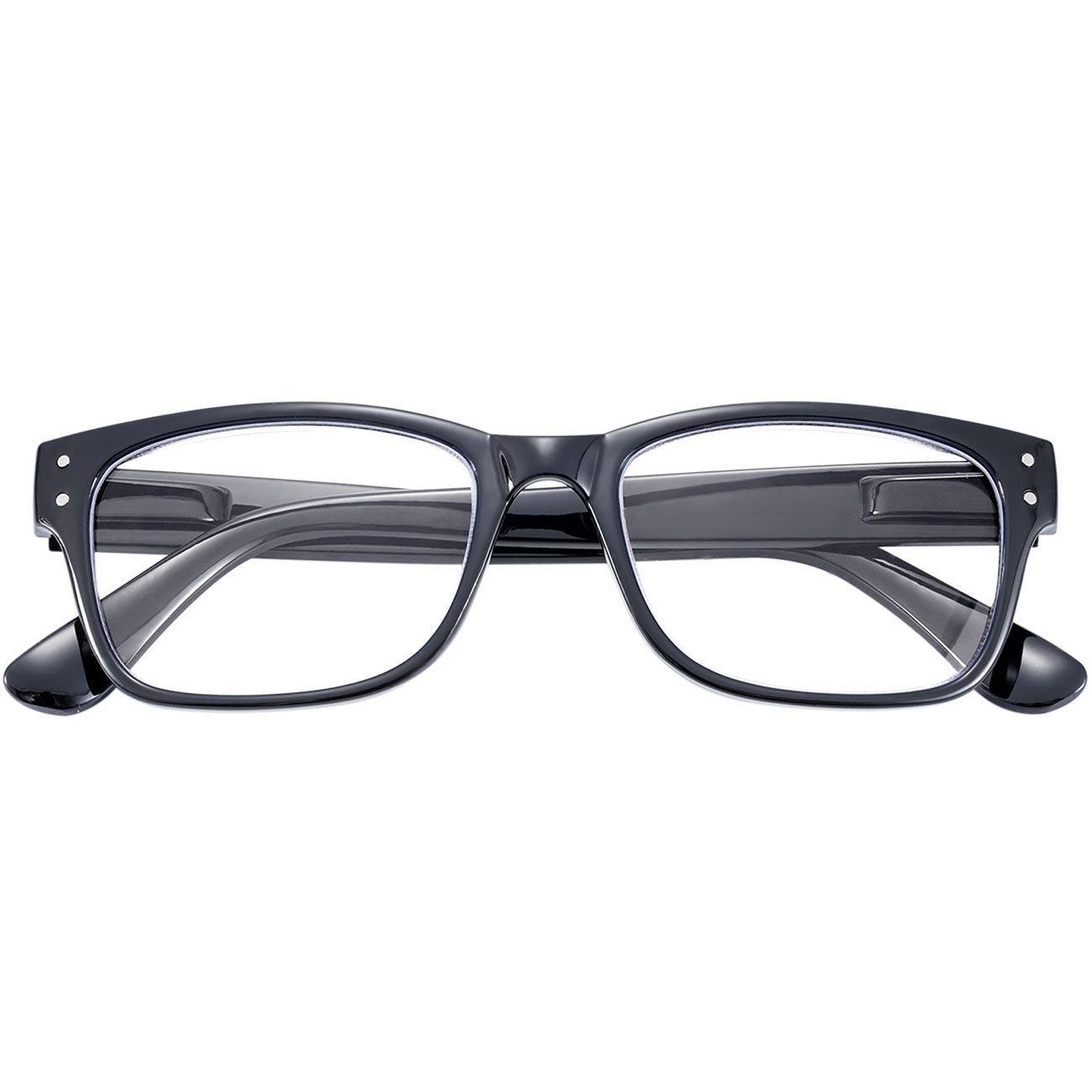 shop'n smile ideoon Lesebrille Lesebrille +2,5 dpt mit Etui, Schwarz – Damen & Herren, elegant, komfortabel & robust