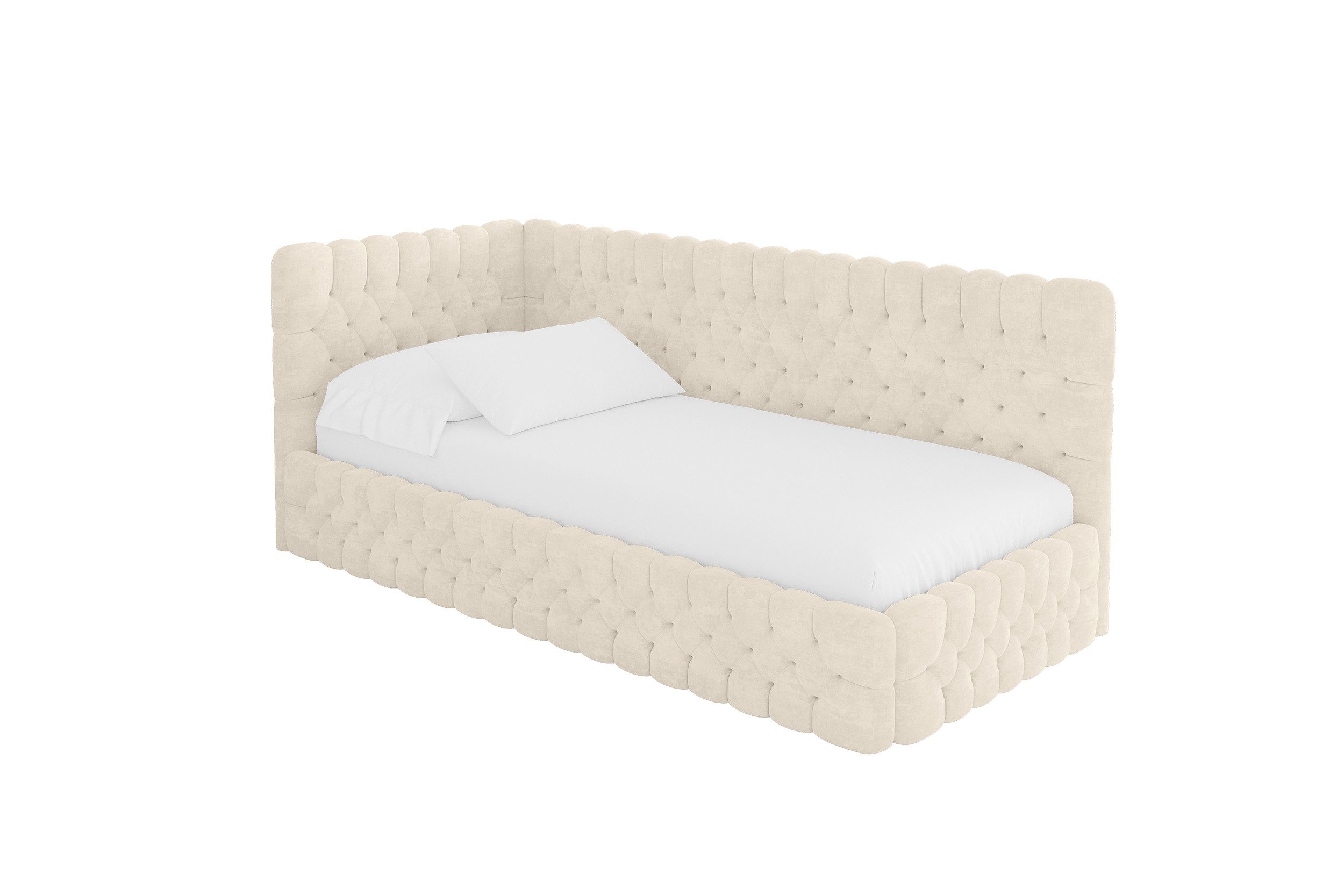 ALTDECOR Jugendbett MULY (Jugendbett mit Bettkasten und Lattenrost, Polsterbett ohne Matratze), Einzelbett mit Stauraum, Bett mit Kopfteil