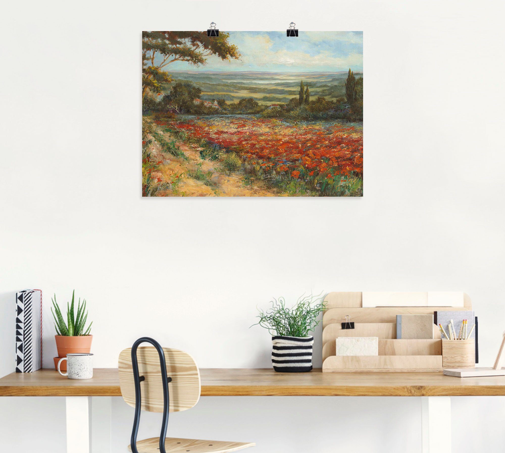 Artland Wandbild Weg am Mohnfeld, Wiesen & Bäume (1 St), als Leinwandbild, Poster in verschied. Größen