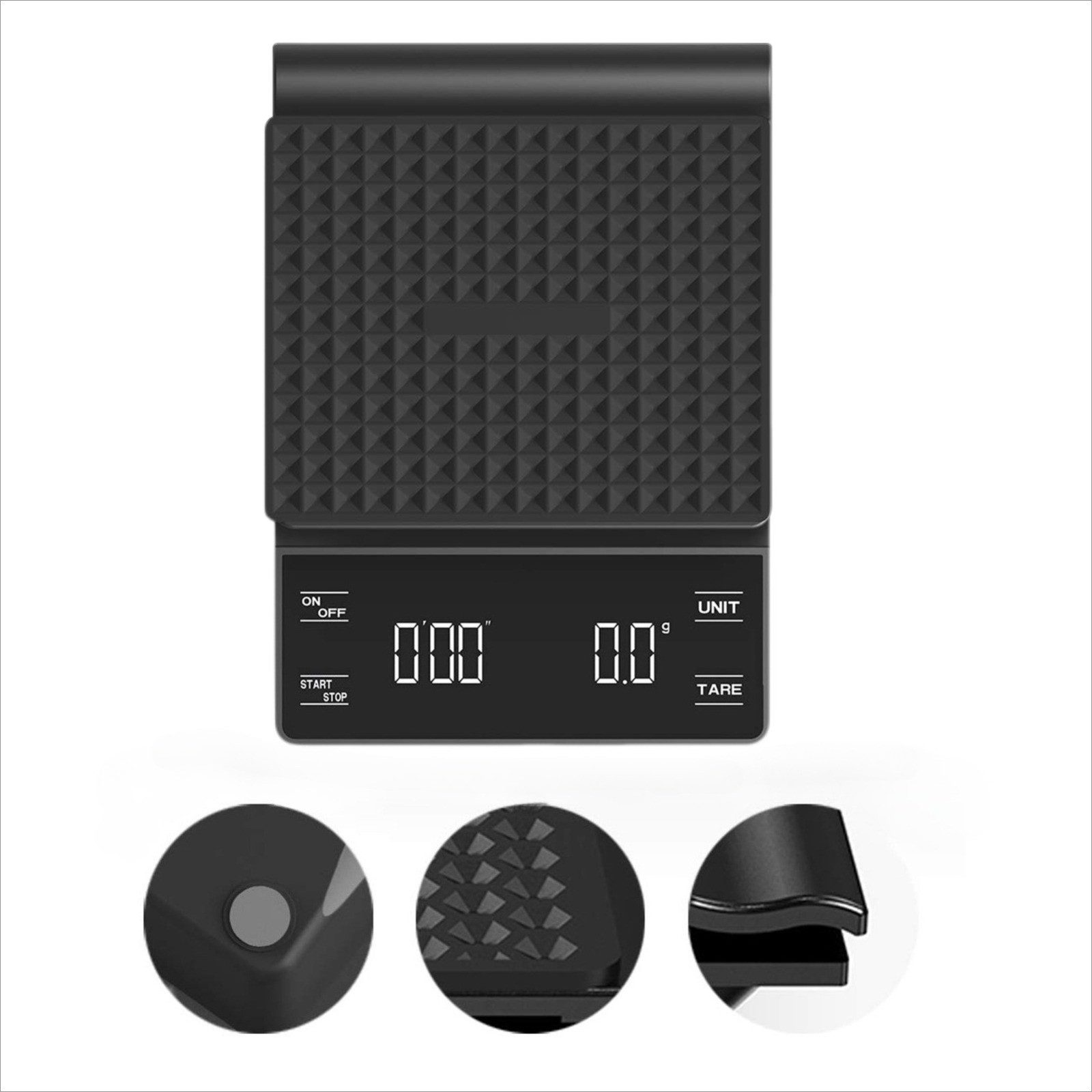 REDOM Küchenwaage Digitale Küchenwaage Barista Waage Digitalwaage Feinwaage für Küche, (Elektronische Küchenwaage mit Timer LCD Display USB Ladefunktion, 1-tlg., Präzisionswaage Mehrfache Gewichtseinheiten Wasserdichtes Silikonpad), perfekt für Küche oder Café geeignet