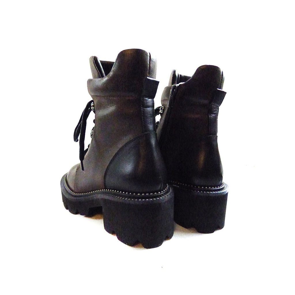 LaMarta Damenstiefel Boots Schwarz/Braun – Schnürboots mit Zipper & Absatz günstig online kaufen