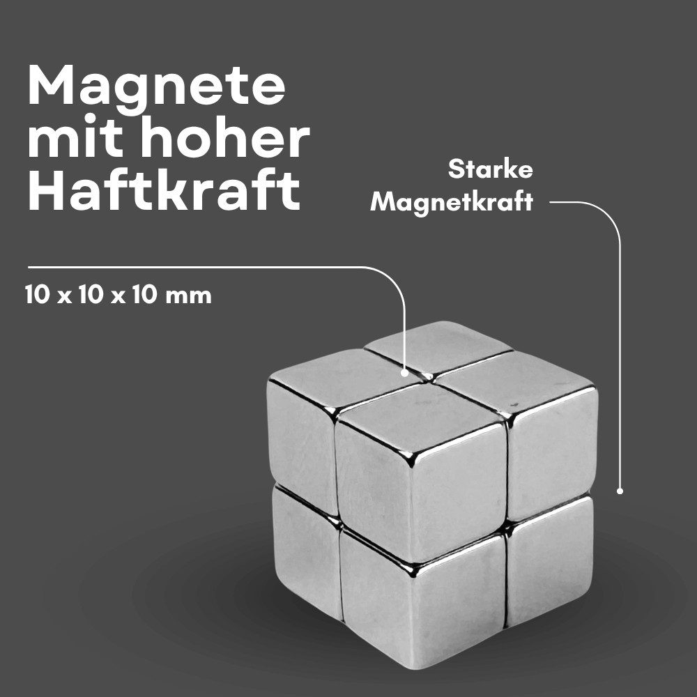 MaajeeKuto Magnet Neodym Magnet 10x10x10 mm N38 Würfelmagnet 4,6kg Haftkraft Stark (1-St)