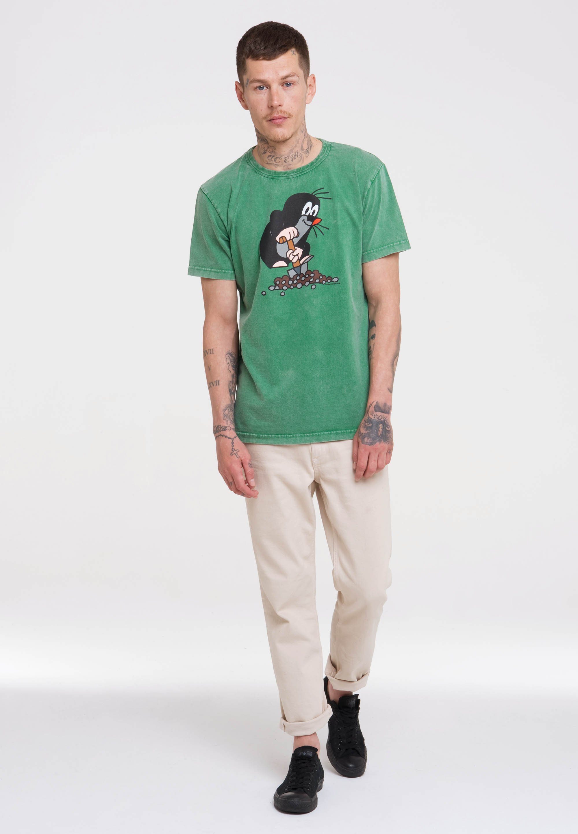 Der LOGOSHIRT kleine T-Shirt Maulwurf lizenziertem grün Print mit