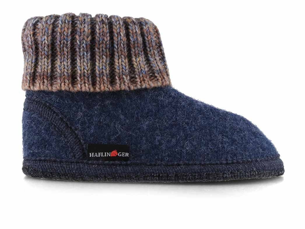 Haflinger Tricoté Kinder Hüttenschuhe Hausschuh mit Feinstrickkragen