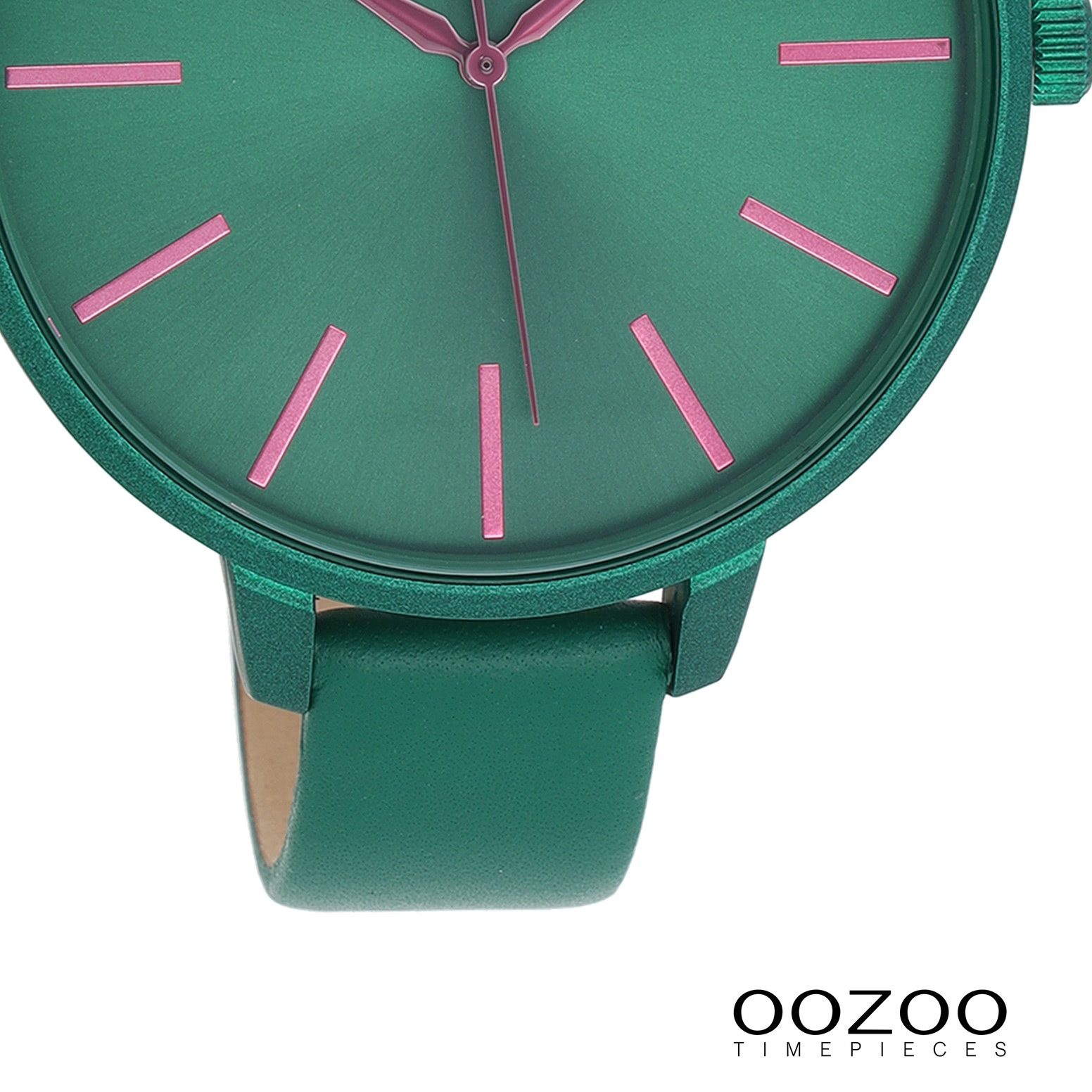 OOZOO Quarzuhr Oozoo Damen Armbanduhr OOZOO Timepieces, (Analoguhr), Damenuhr rund, extra groß (ca. 48mm) Lederarmband, Fashion-Style