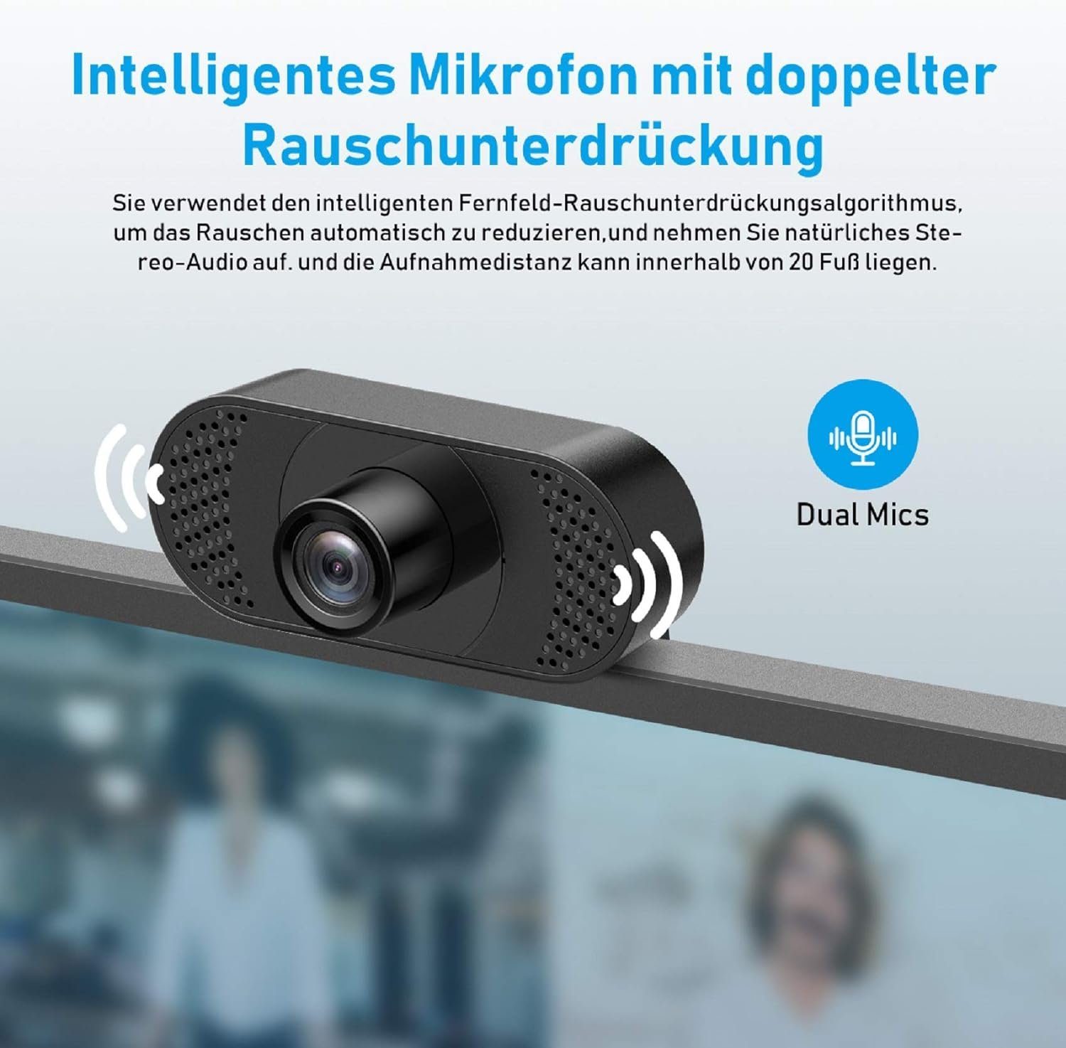 Diyarts Full HD-Webcam (Full HD 1080P, für Laptop, Desktop, USB 2.0 Plug & Play, Webcam pc, Automatische Lichtkorrektur für Streaming, Videoanrufe und Konferenzen)