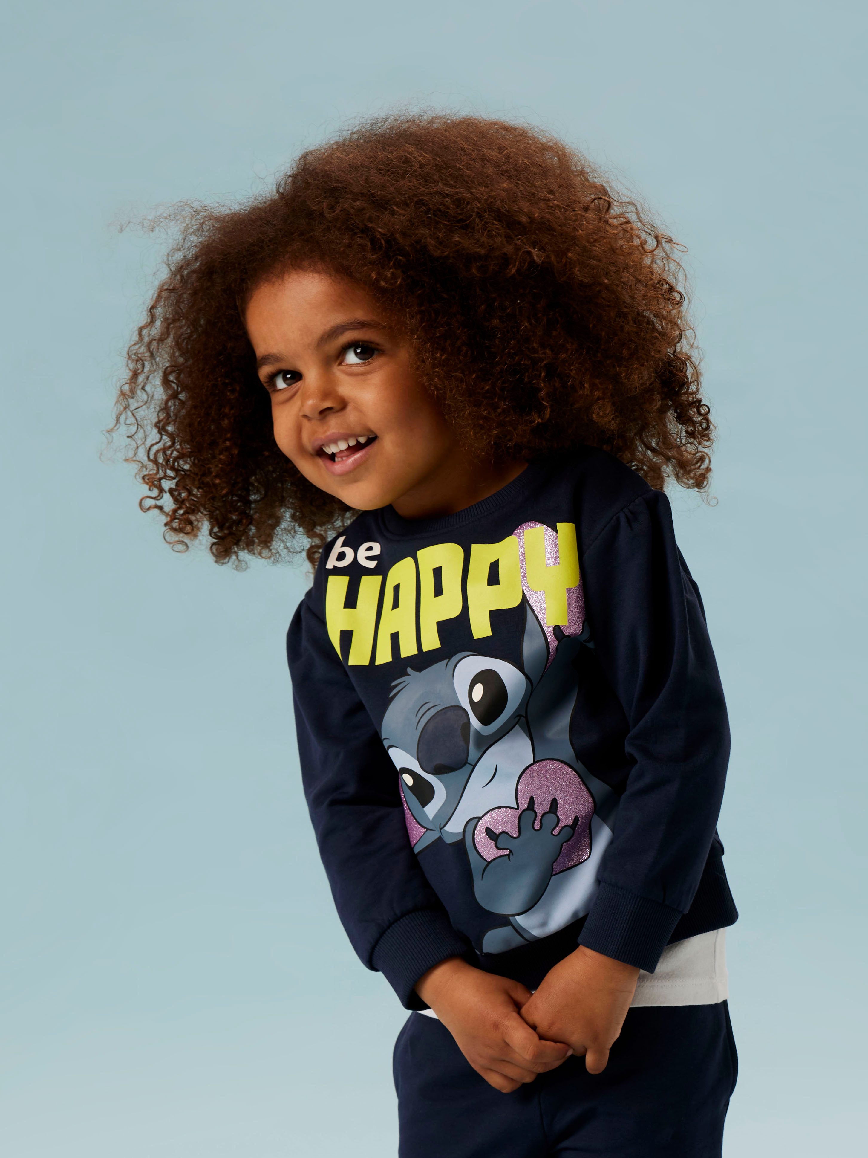 Name It Sweatshirt NMFDIDI STITCH SWEAT UNB NOOS WDI mit Glitzerprint für einen funkelnden und coolen Loo