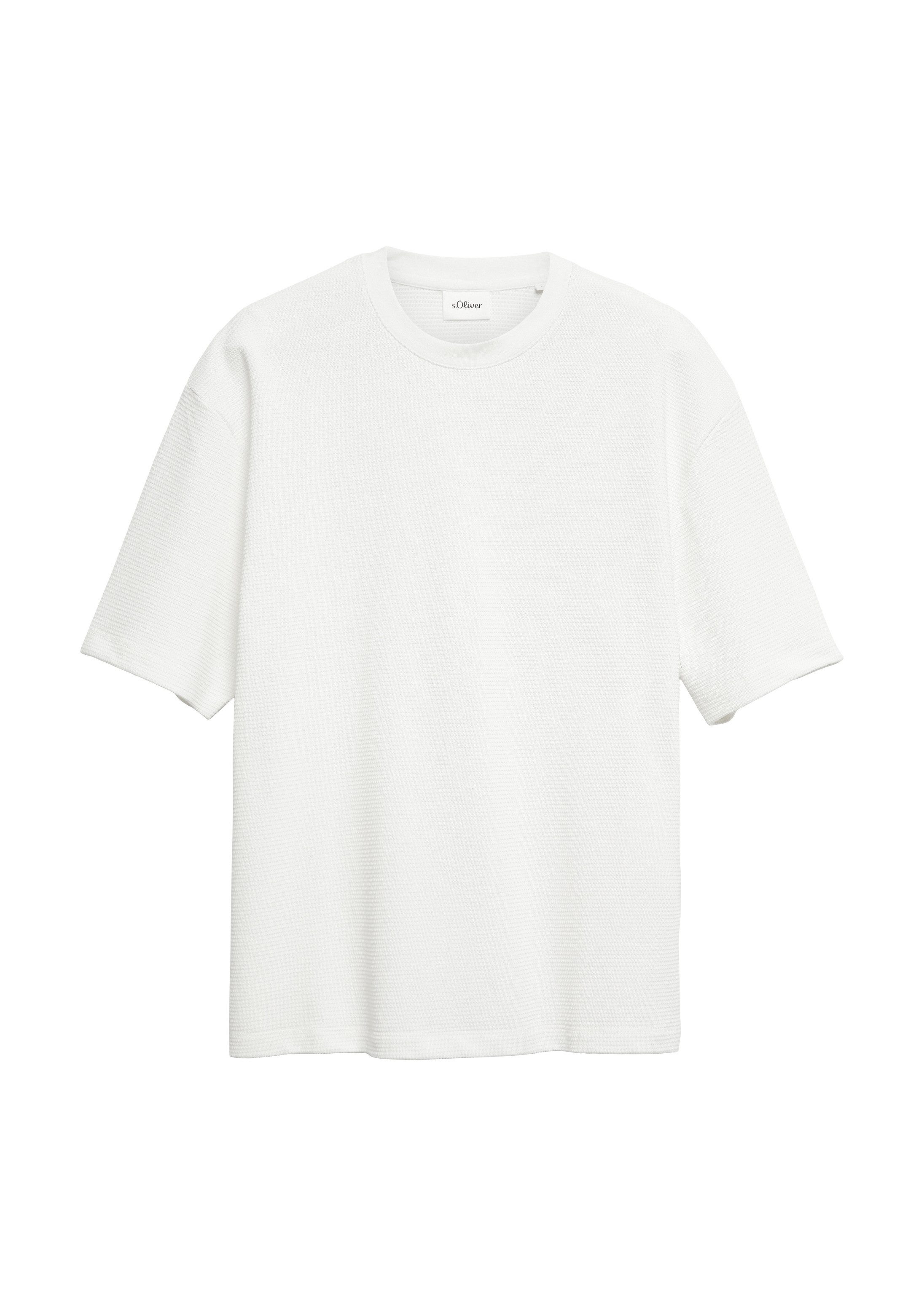 s.Oliver Kurzarmshirt T-Shirt Baumwoll-T-Shirt mit Rippstruktur im Modern Fit