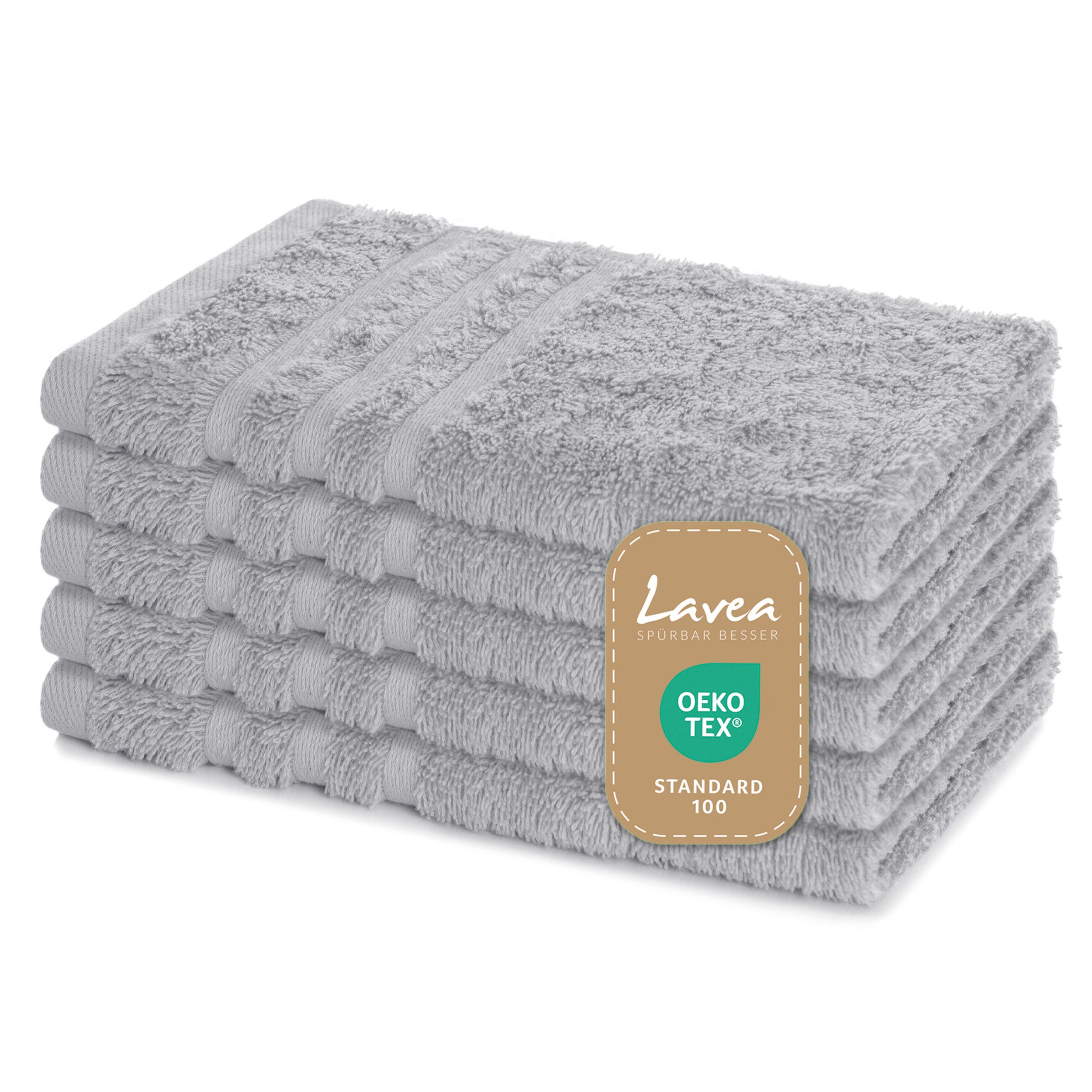 Lavea Handtuch Set Frottierserie Elena, Gästetuch - 100% Baumwolle (Set, 5-St), 500 g/m² Frottier, weich & saugstark, pflegeleicht