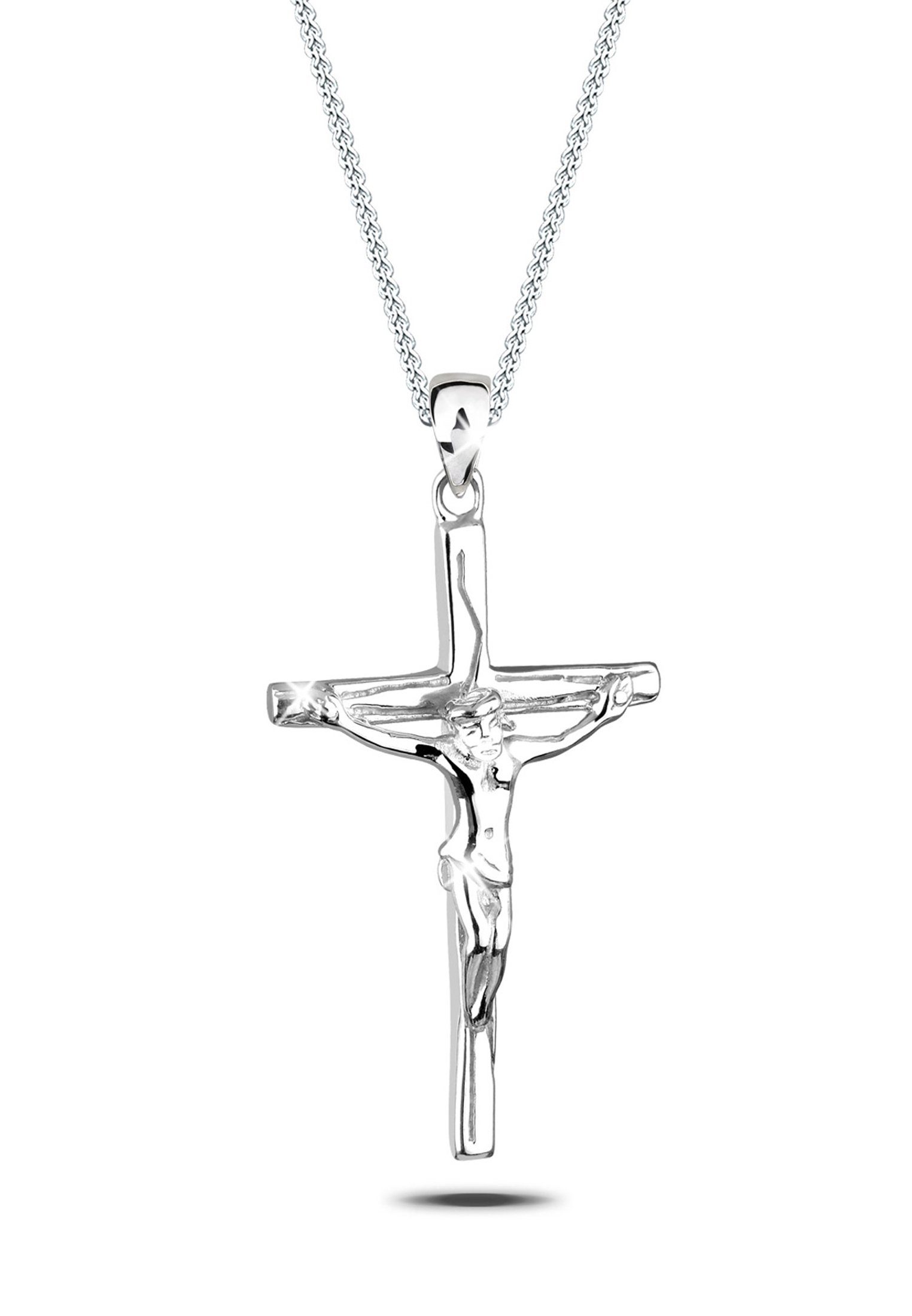 Elli Kette mit Anhänger mit Anhänger Kreuz Jesus Kruzifix 925 Silber