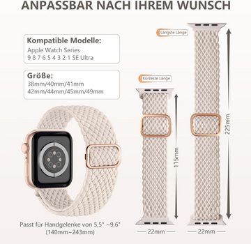 Alster Herz Smartwatch-Armband 4 Apple Watch Armbänder, geflochten, verstellbare Länge, unisex, A0595, passend für iWatch 1-9 und Ultra/SE