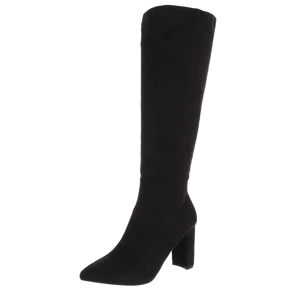 Ital-Design Damen Kniehochstiefel mit Blockabsatz und Spitze High-Heel-Stiefel (92079023) Blockabsatz Stiefel in Schwarz