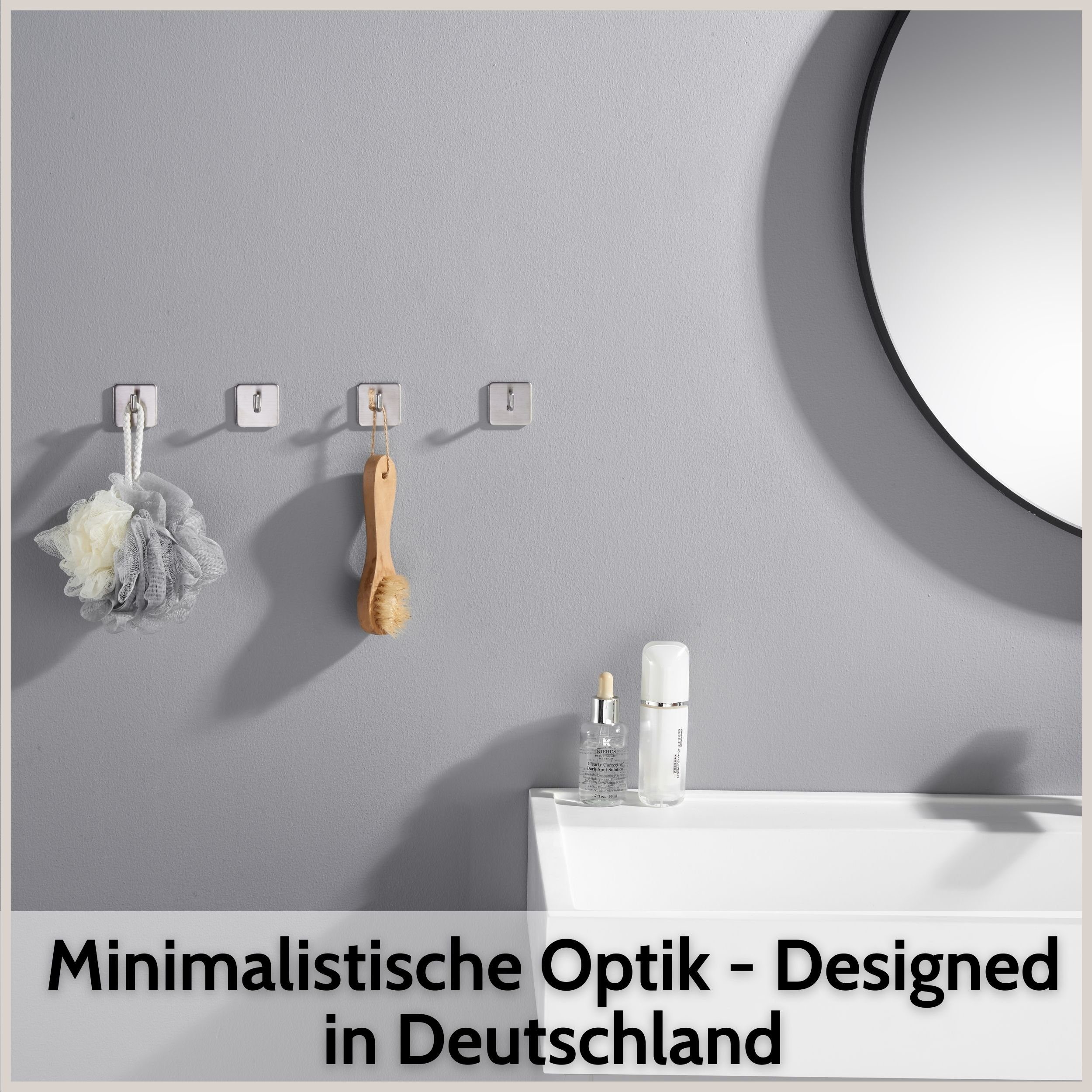 DEKAZIA Klebehaken ohne Bohren, selbstklebende Badhaken, Handtuchhaken, Badezimmer, Küche, WC, Schlafzimmer, (4er oder 8er Set, 8-St), Hacken, Küchenhaken, Hand – Bild 4 von 5