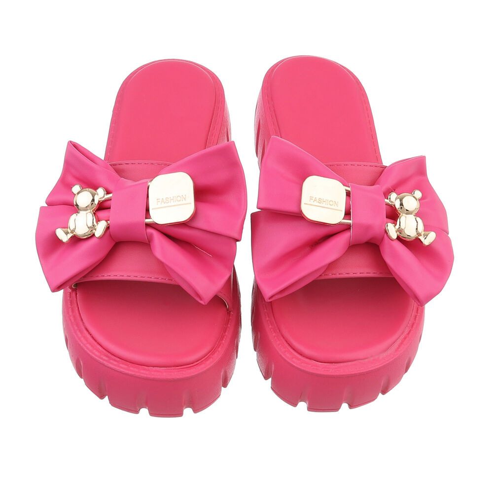 Ital-Design Damen Mules Freizeit Plateausandaletten (86526813) Flach Pantoletten in Pink