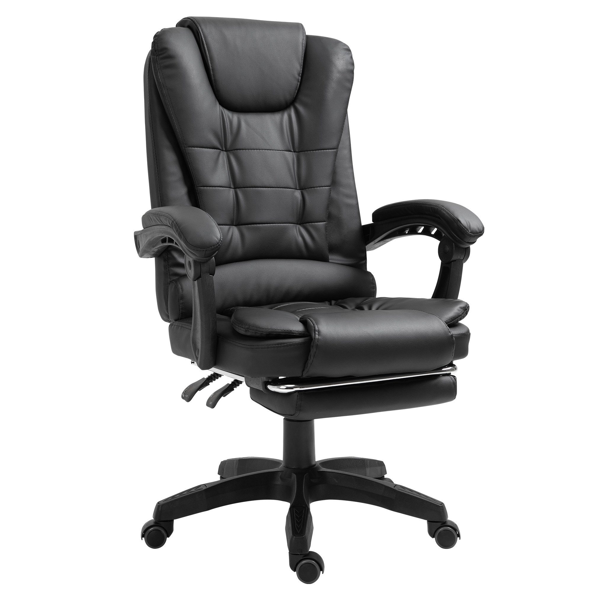 TRISENS Chefsessel Hector (1 Stück), Bürostuhl mit 3-Punkt-Armlehnen Home Office Chair im Lederoptik-Design Schwarz