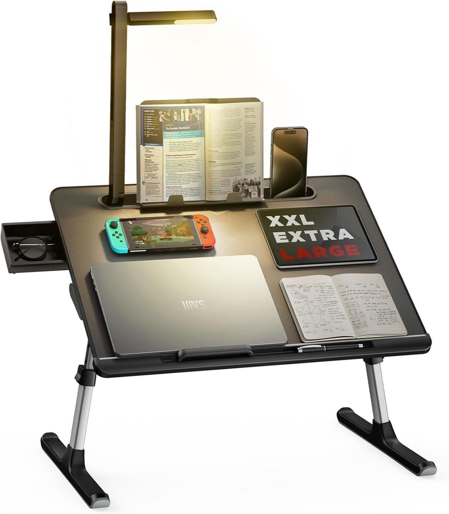 Laptoptisch Laptoptisch Betttisch LED Lampe Höhen verstellbar Buchständer Tablet