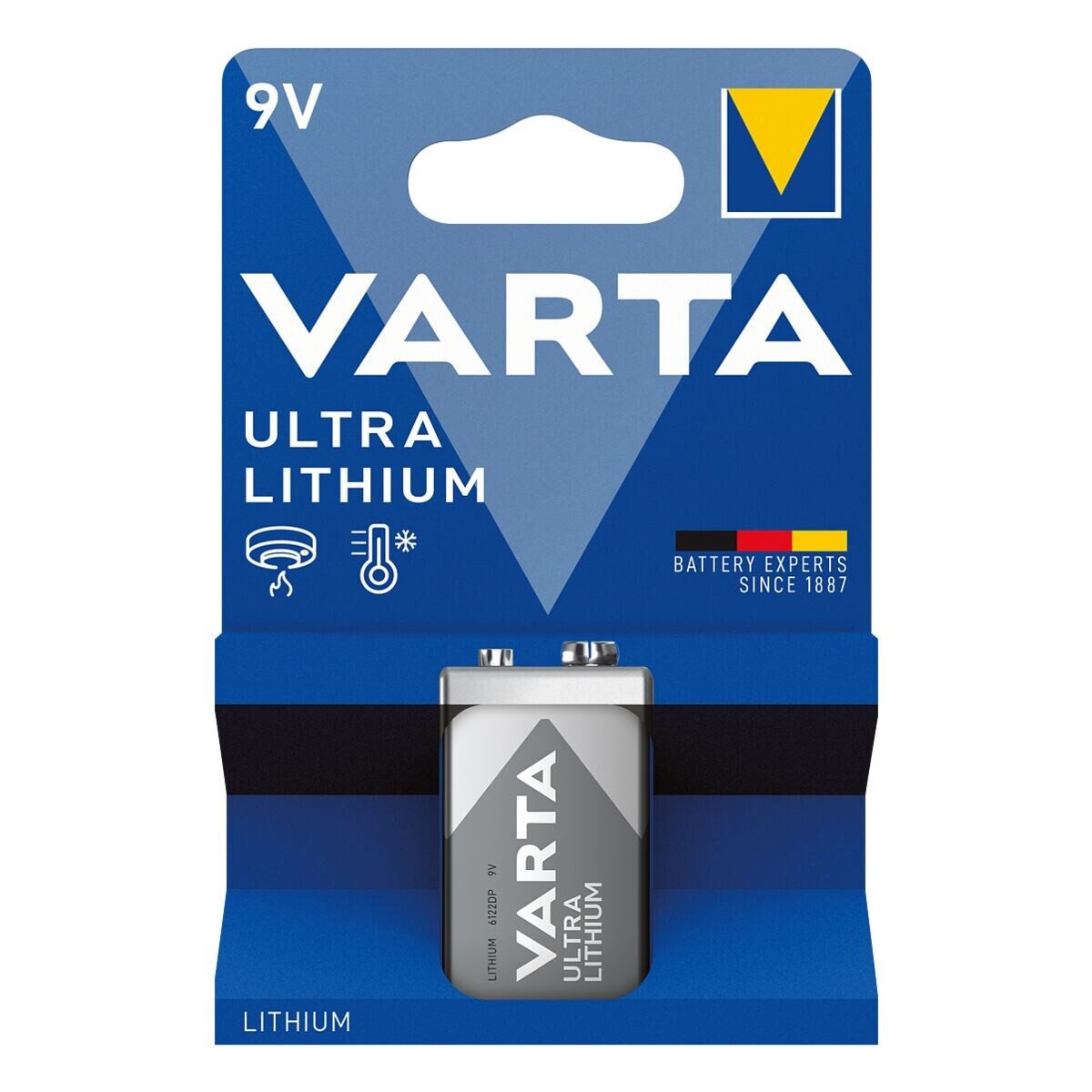 VARTA ULTRA LITHIUM Batterie, (9 V, 1 St), E-Block / 6LR61, 9 V, Lithium Primär