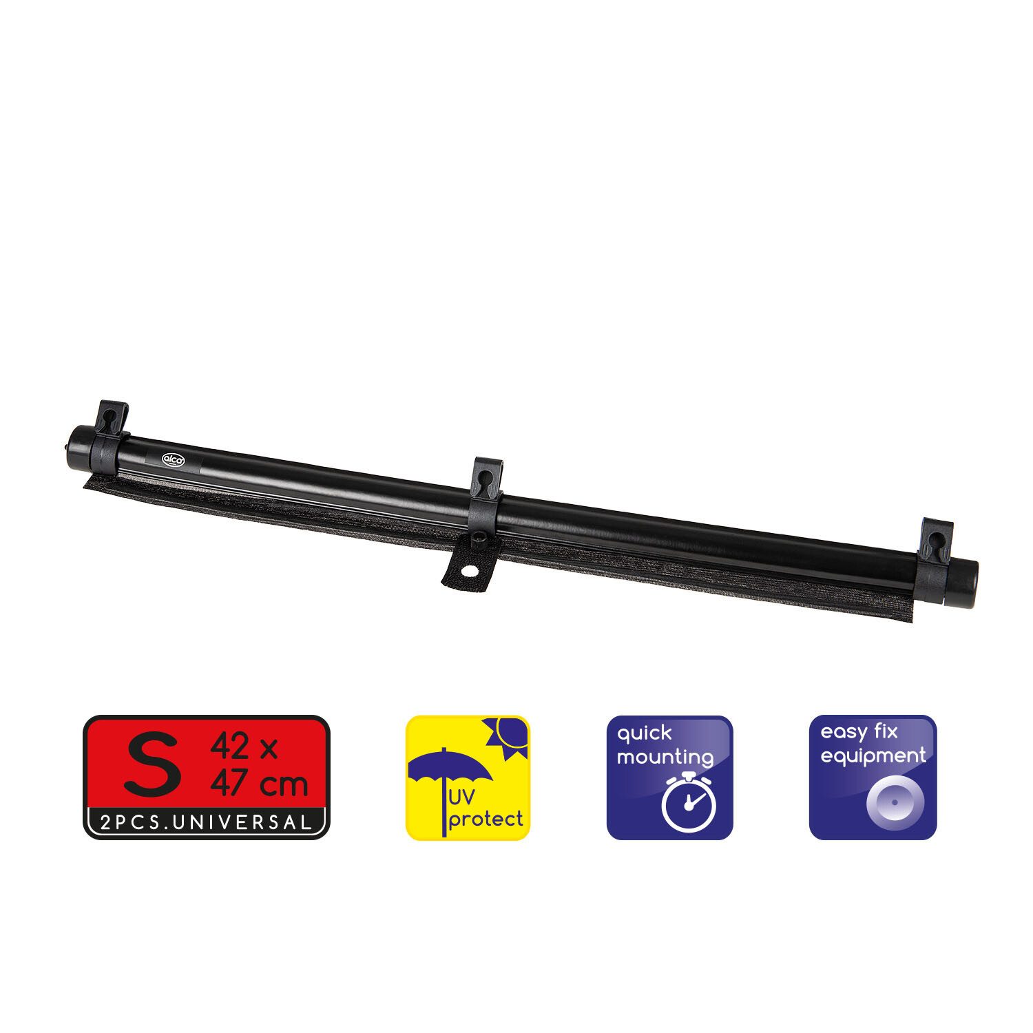 alca Car Sunshade Car Sun Blind 2x40x55 cm Car Window 2-Pack UV Protection Suction Cups, 55 x 2.5 cm, (2-Pack)