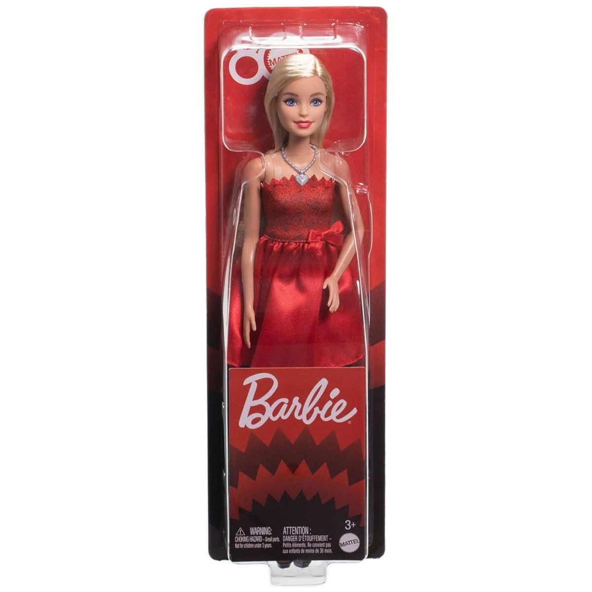 Mattel® Stehpuppe Mattel JGD25 - Barbie - 80 Jahre Mattel Jubiläumspuppe, rubinrotes Pa
