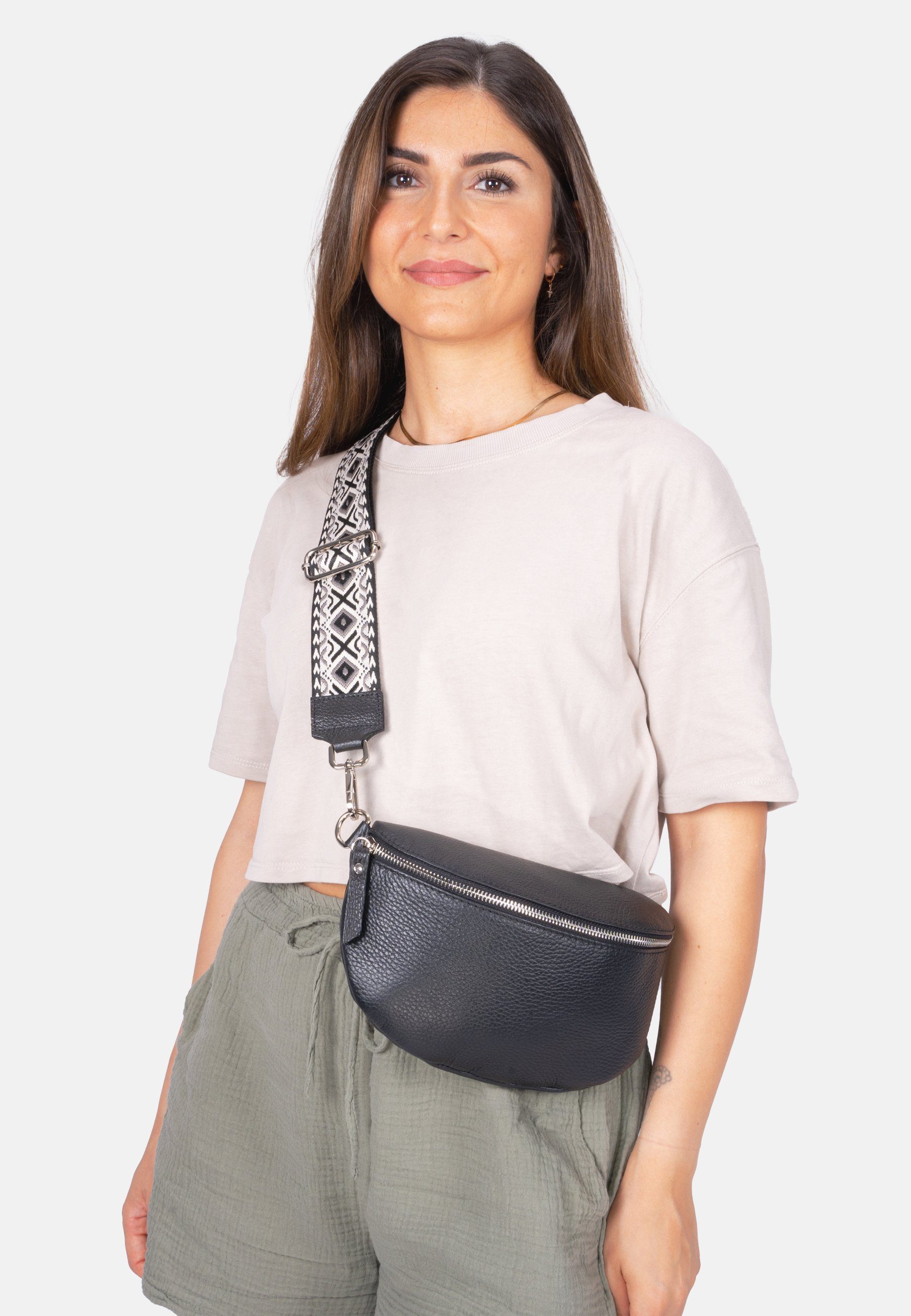 Seasons of April Umhängetasche Crossbody Bag Helen, Schultertasche Umhängetasche in Gr. M aus 100% Leder mit breitem Gurt