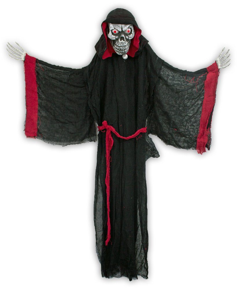 Das Kostümland Dekofigur Halloween Standfigur Vampir Geist mit Totenkopf Animiert - 155 cm