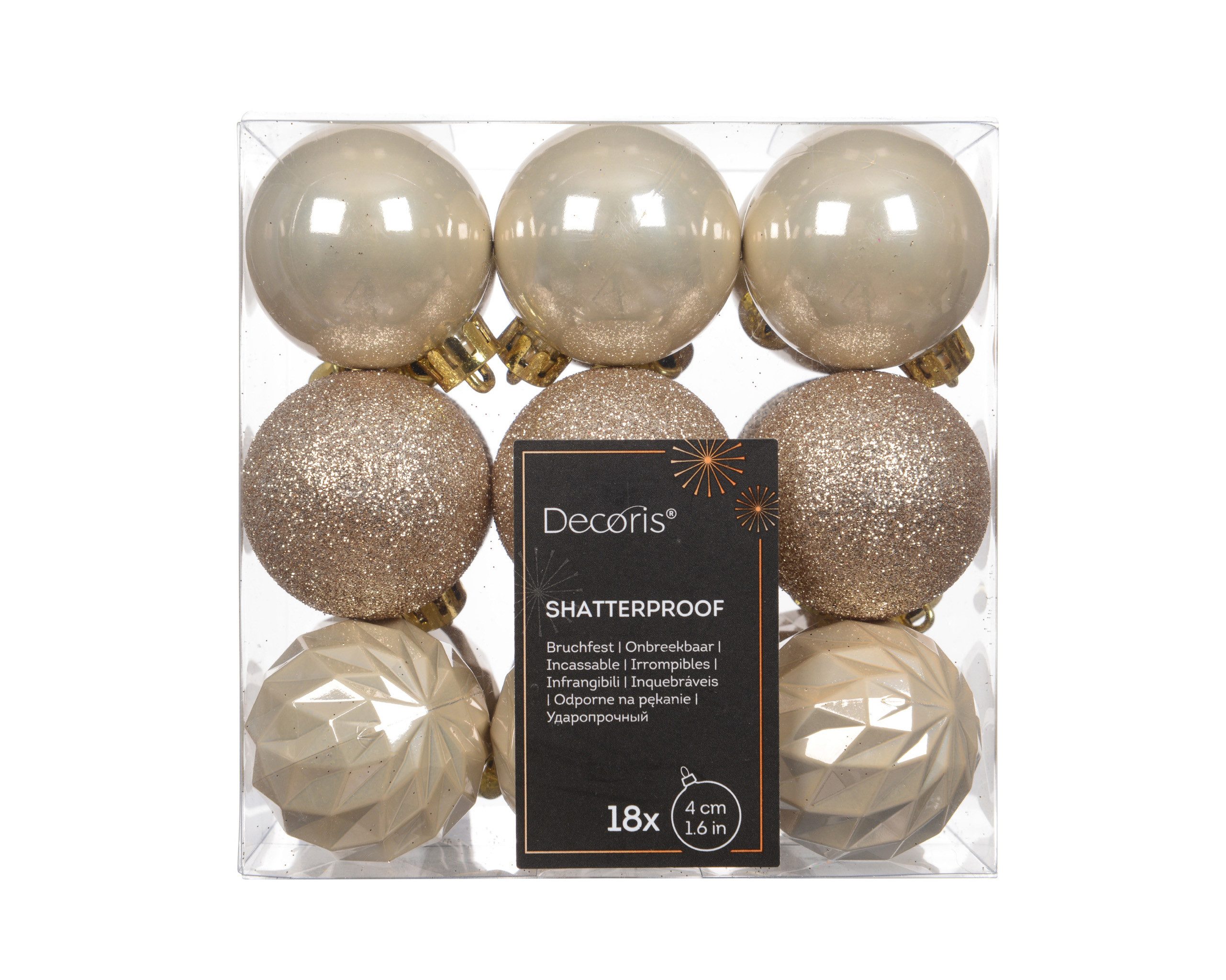 Kaemingk Weihnachtsbaumkugel, Weihnachtskugeln Kunststoff 4cm 18er Set Mix - Perle