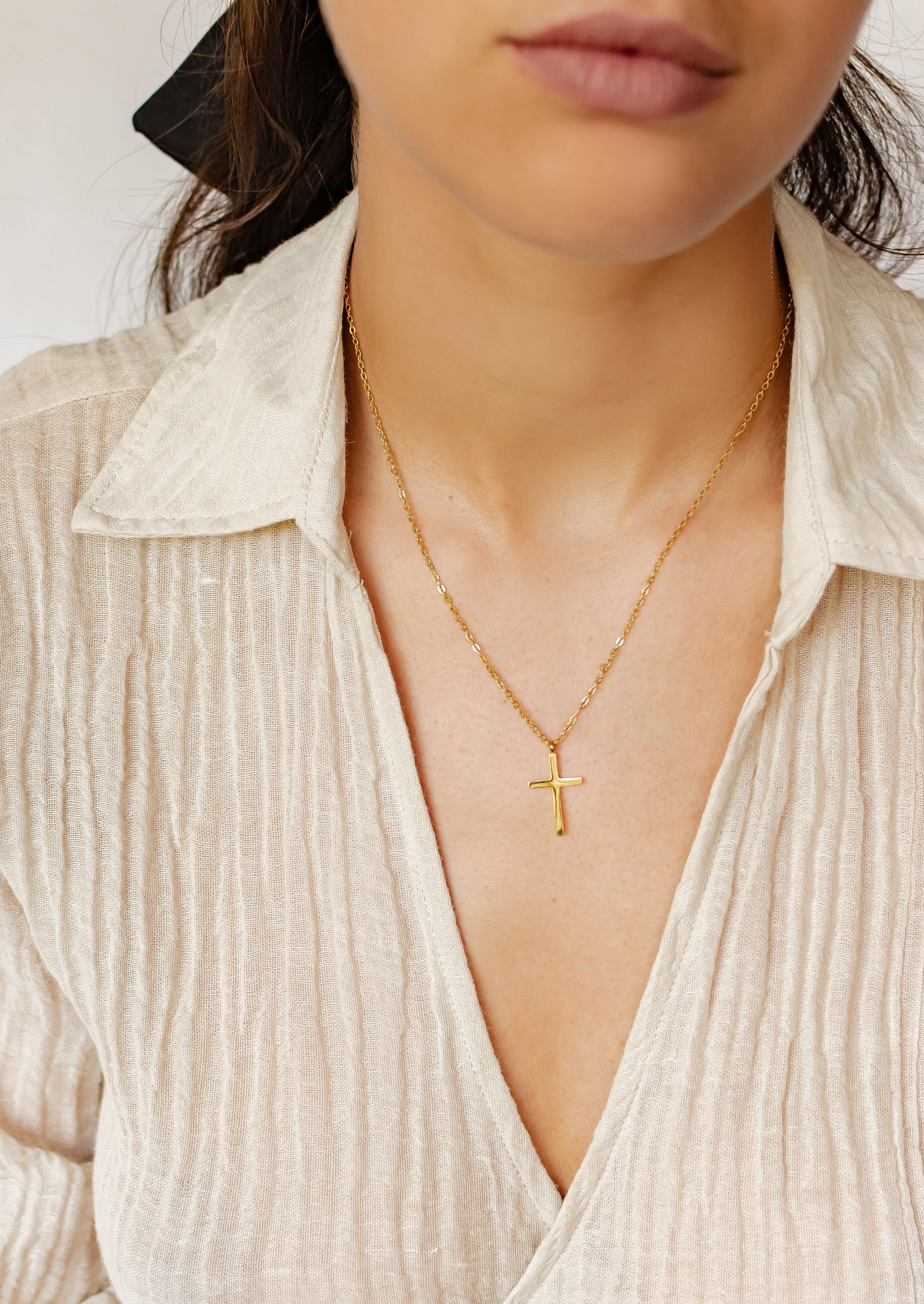 Hey Happiness Kreuzkette Edelstahl Damen hängend, günstig online kaufen