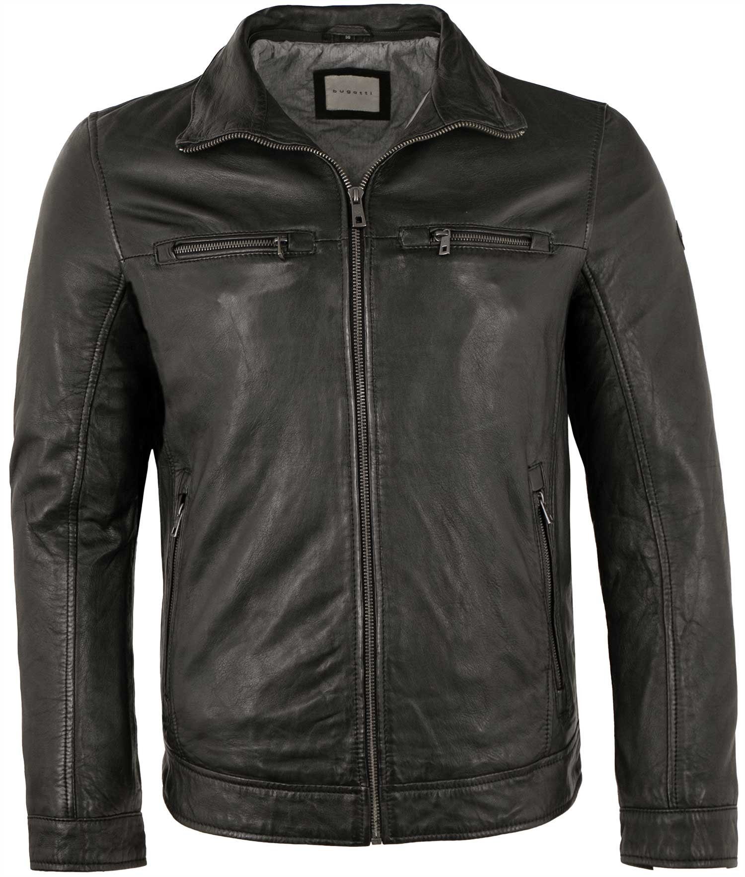 Lederjacke BU-105 Echtleder Herren Lederjacke Lammnappa schwarz