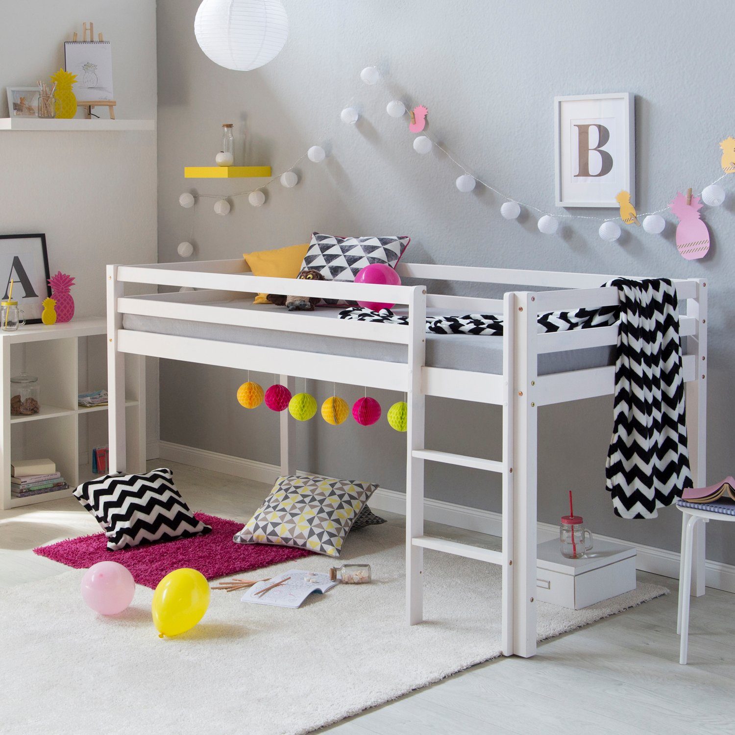 Homestyle4u Kinderbett 90x200 mit Lattenrost in Weiß 2252 günstig online kaufen