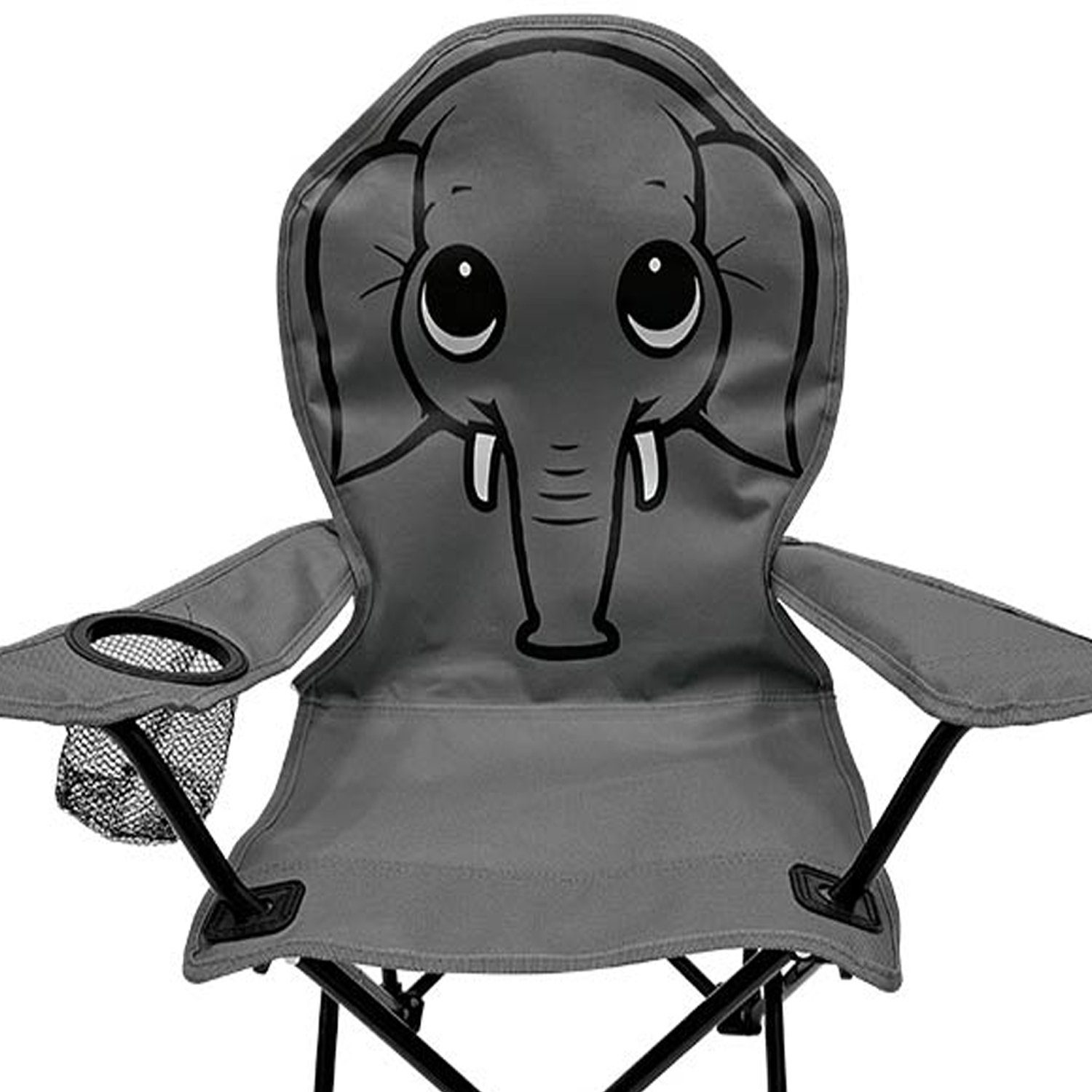 Mojawo Klappstuhl Kinder Anglersessel Dunkelgrau mit Getränkehalter und Tasche Elefant – Bild 5 von 5