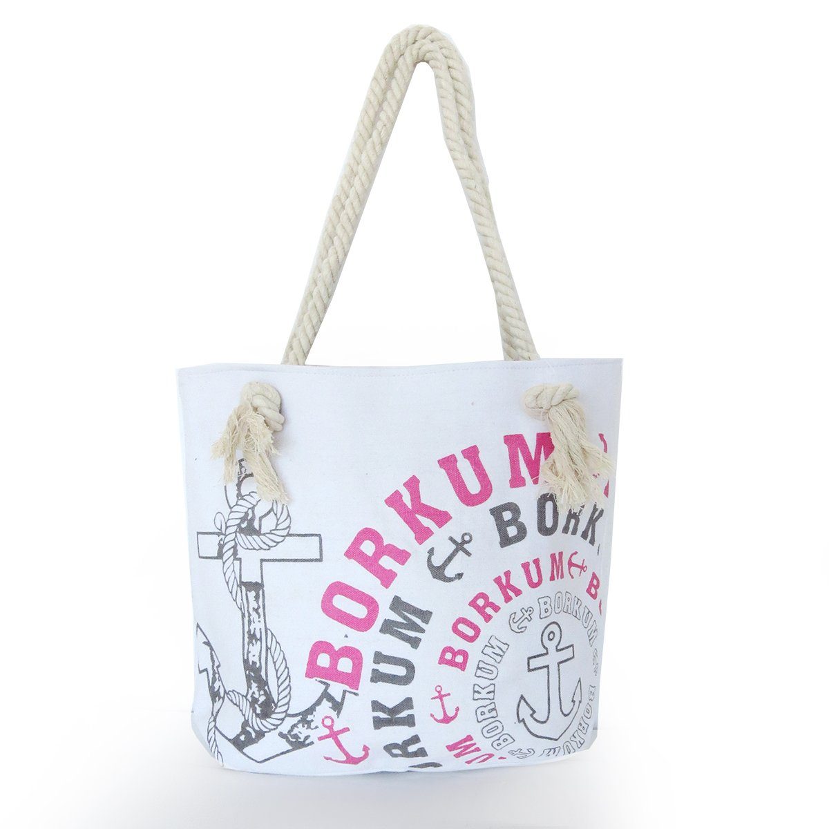 Sonia Originelli Umhängetasche City Shopper "Borkum" Einkaufstasche Tasche Bag, kleine Innentasche mit Reißverschluss grau-rosa