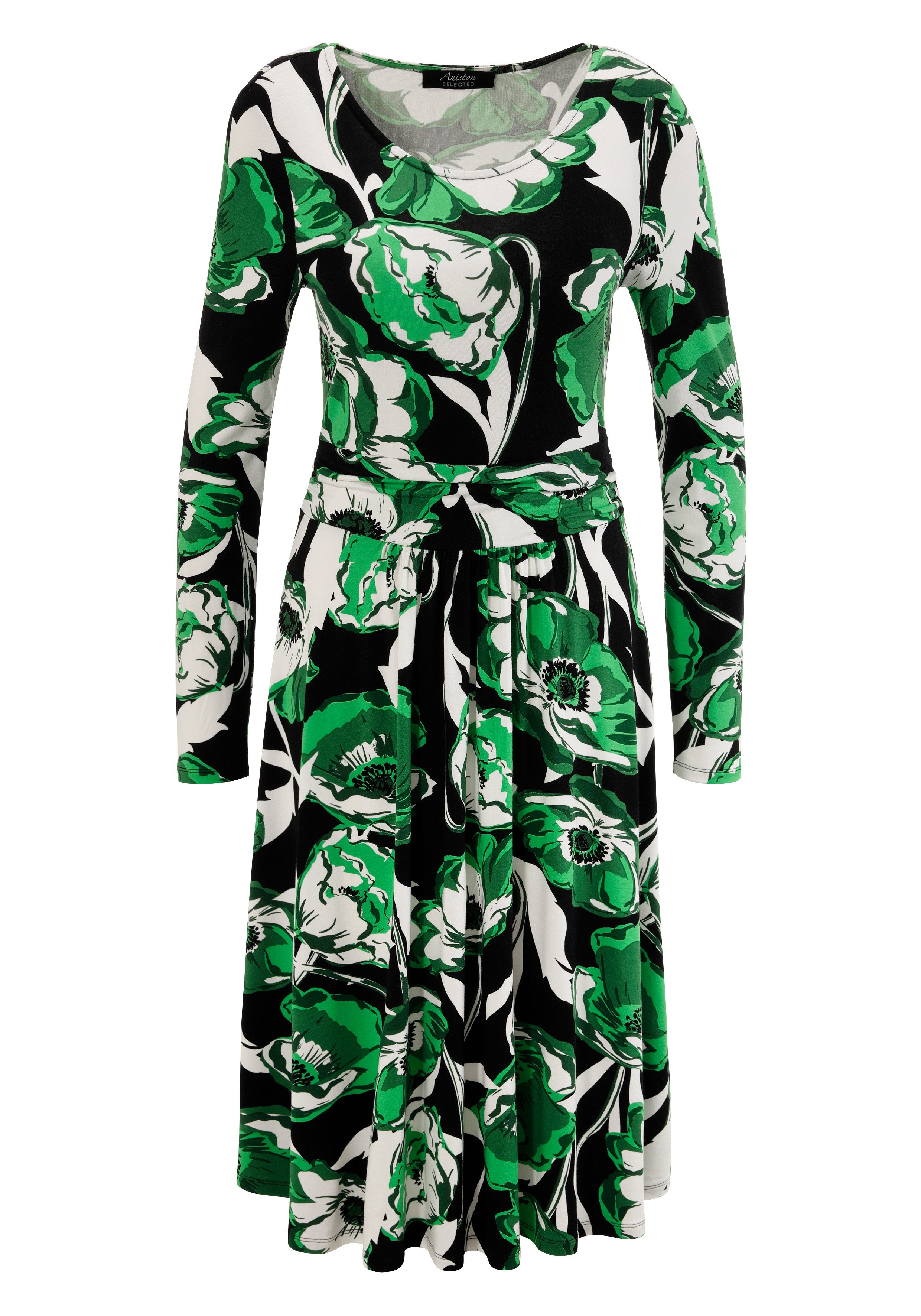 Aniston SELECTED Jerseykleid mit floralem Druck und gerafftem Taillenbund