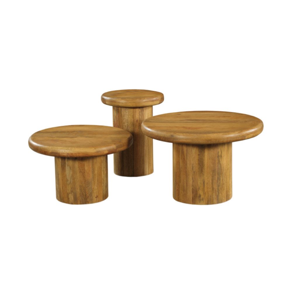 Villa Möbel Couchtisch Couchtisch Inka 3er Set (Set, 3-St., 3er Set), Mango Massivholz