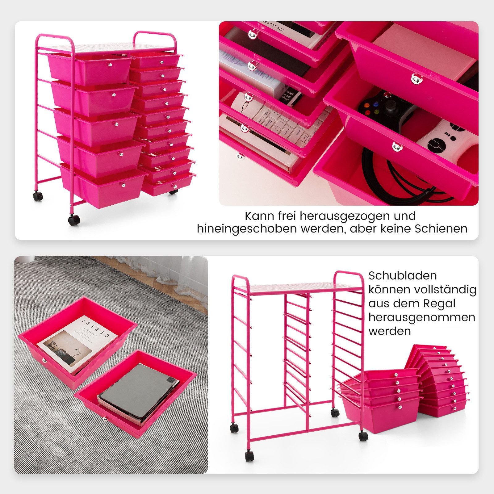 COSTWAY Rollcontainer, Bürocontainer mit 15 stapelbaren günstig online kaufen
