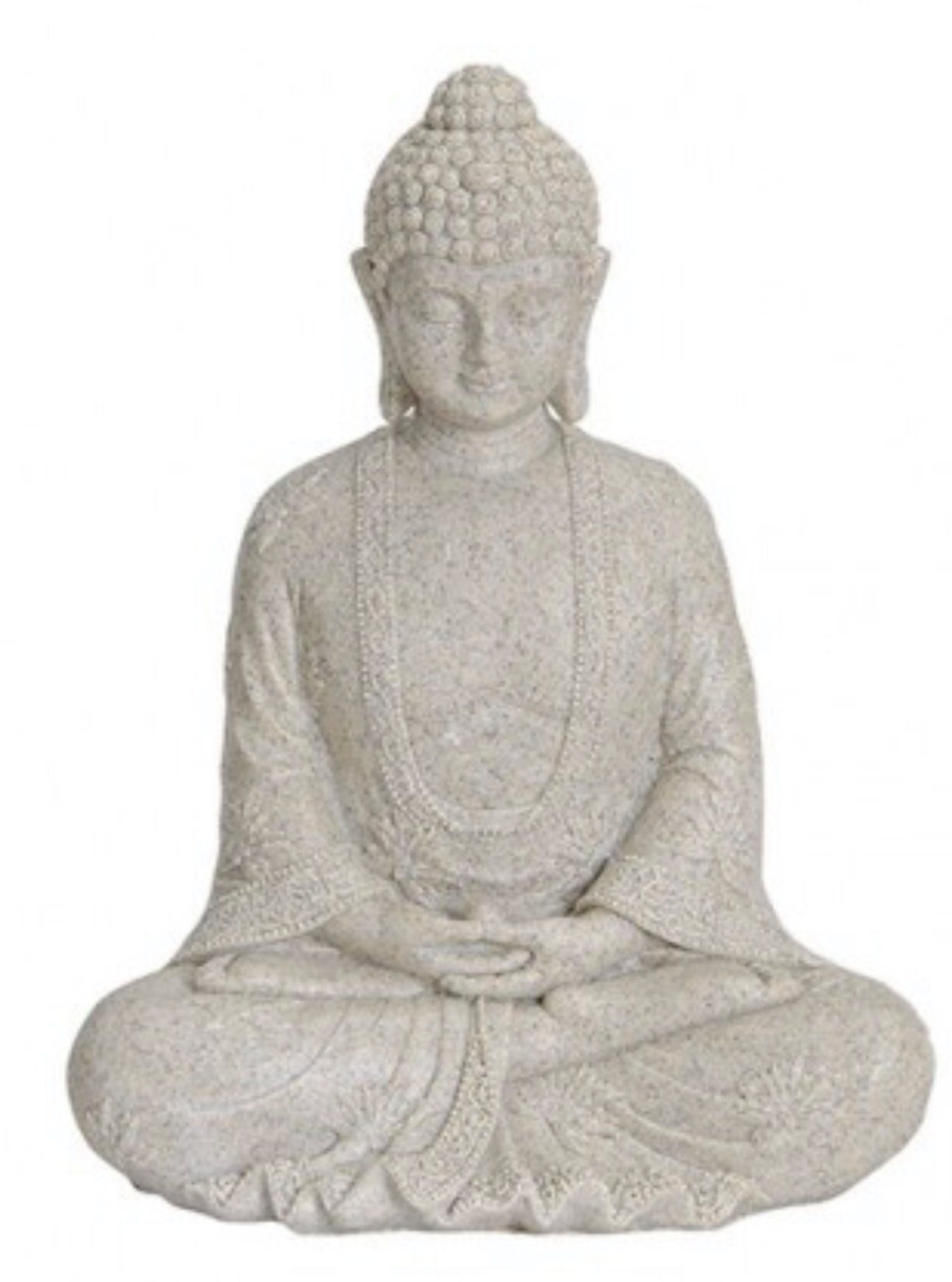 G. Wurm Dekofigur, Buddha Figur meditierend 25cm in ALTWEISS, Deko Artikel für Garten & Haus, Buddha-Skulptur, Wohnaccessoire ideal als Geschenk, schöne Thai Statue, tolle Geschenkidee