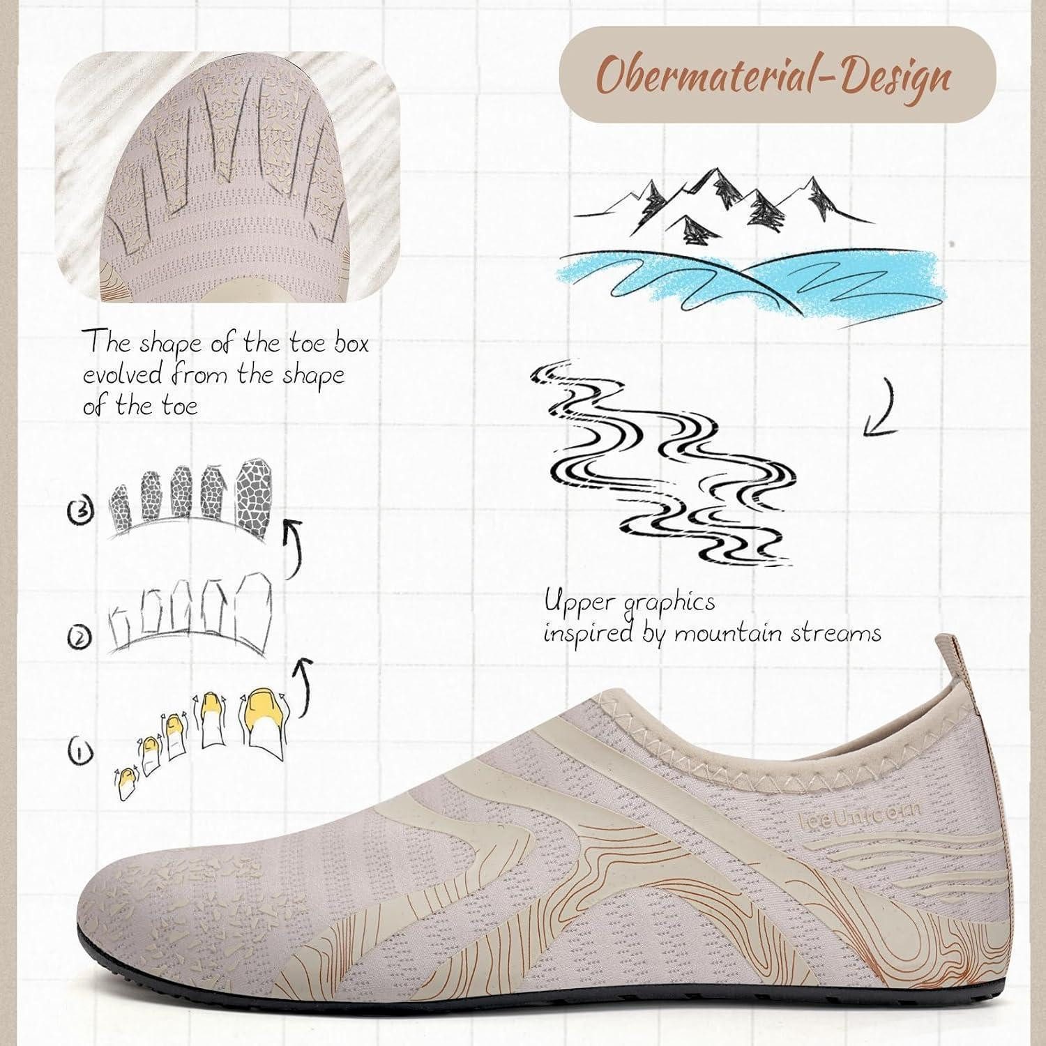 LuxusKollektion Badeschuhe Damen Herren Strandschuhe Schwimmschuhe 44 45 EU 342beige Wasserschuh