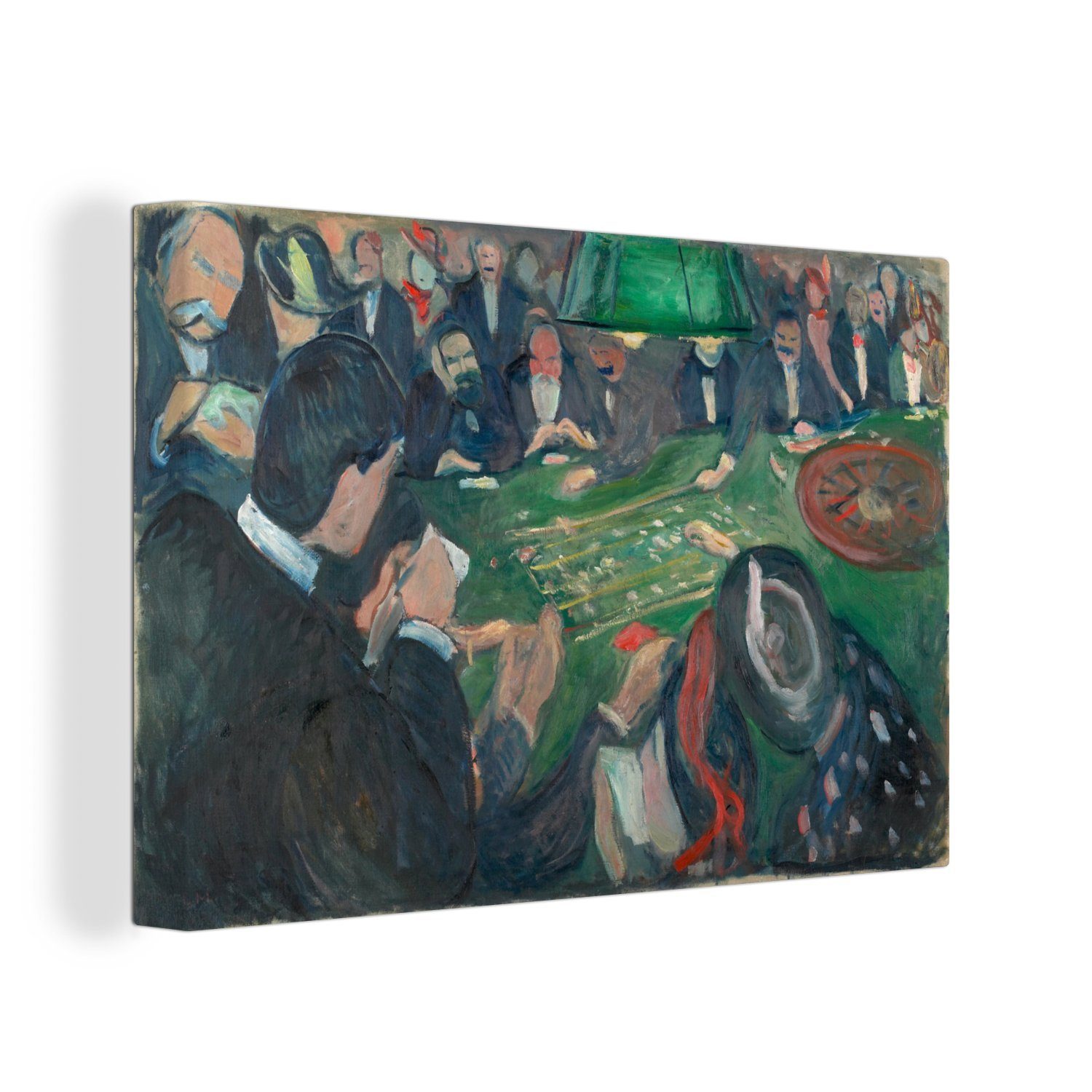 OneMillionCanvasses® Leinwandbild Am Roulettetisch in Monte Carlo - Gemälde von Edvard Munch, (1 St), Wandbild Leinwandbilder, Aufhängefertig, Wanddeko, 30x20 cm