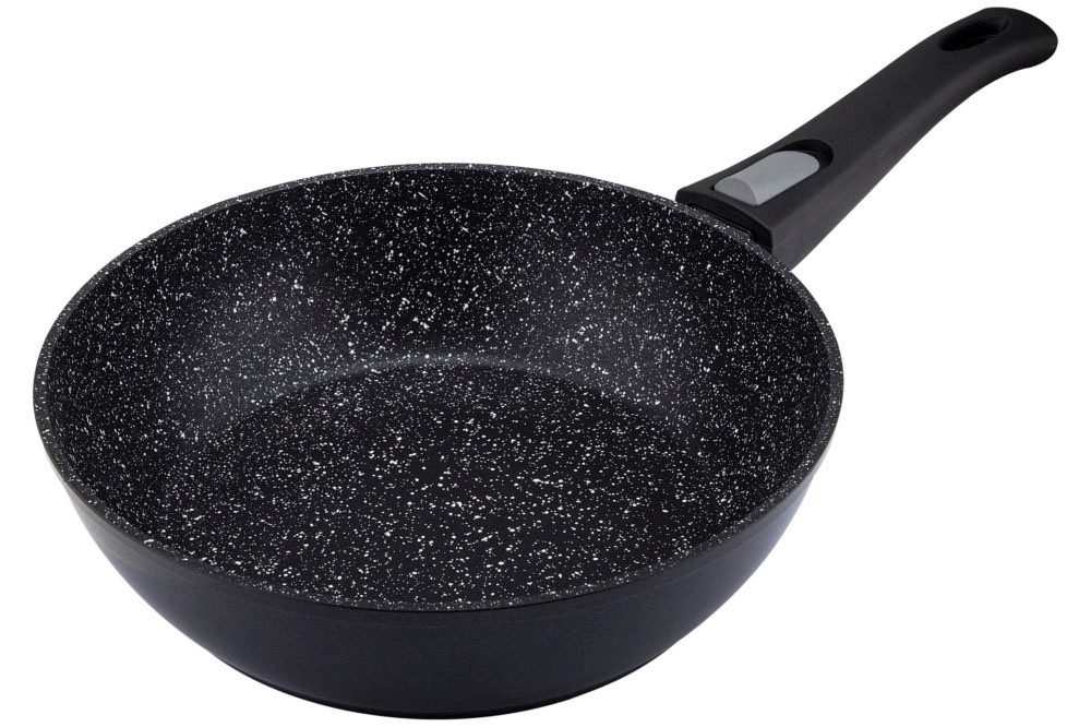 RESTO Kitchenware Bratpfanne Aries, tiefe Wokpfanne mit vierschichtiger Marmor-Antihaftbeschichtung, Aluminium (1-tlg), mit einem abnehmbaren Griff - backofenfest, spülmaschinenfest