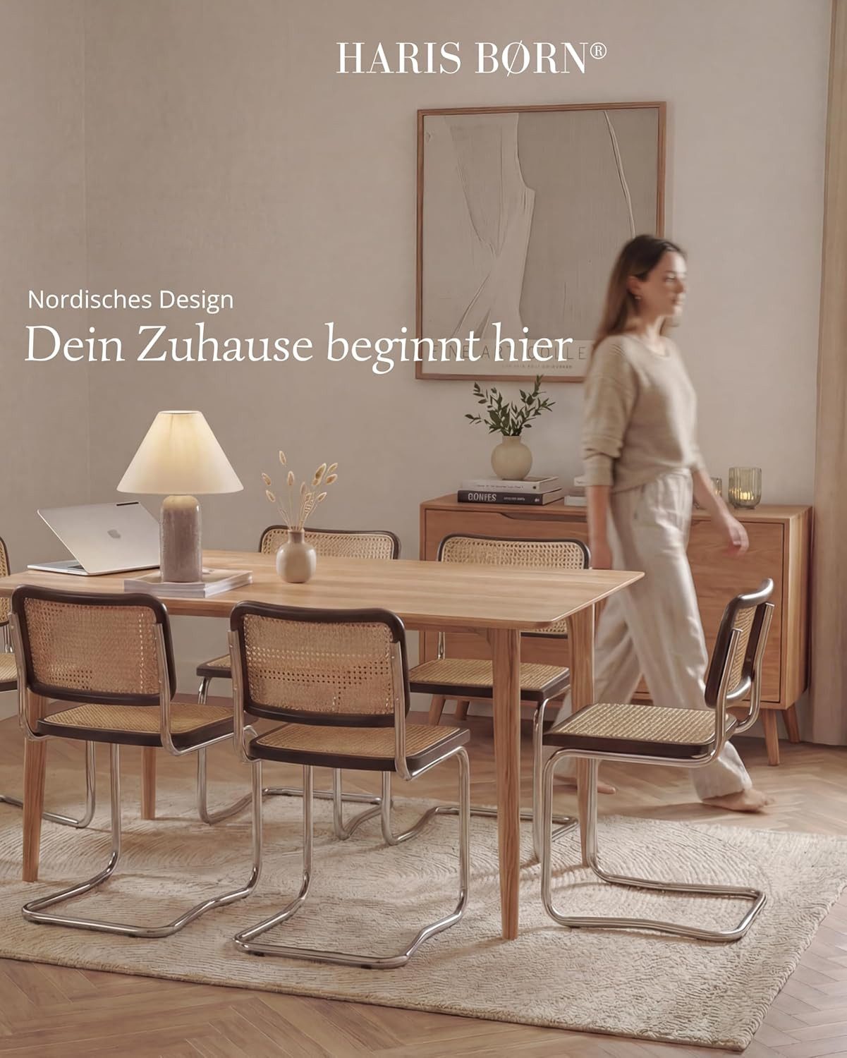 Haris Børn Freischwinger SKØR Design Freischwinger Wiener Geflecht - Handgefertigt in Italien (Set), Hochwertige Rattan Stühle - Freischwinger Stühle in Rattan Stuhl Optik