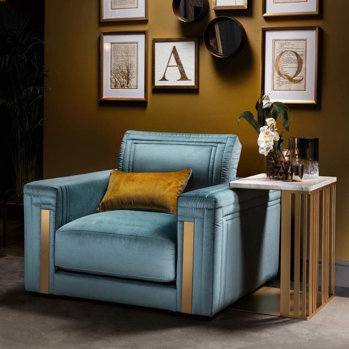 JVmoebel Sessel Sessel Club Lounge Design Lehn Stuhl Polster Sofa Fernseh Blau arredoclassic