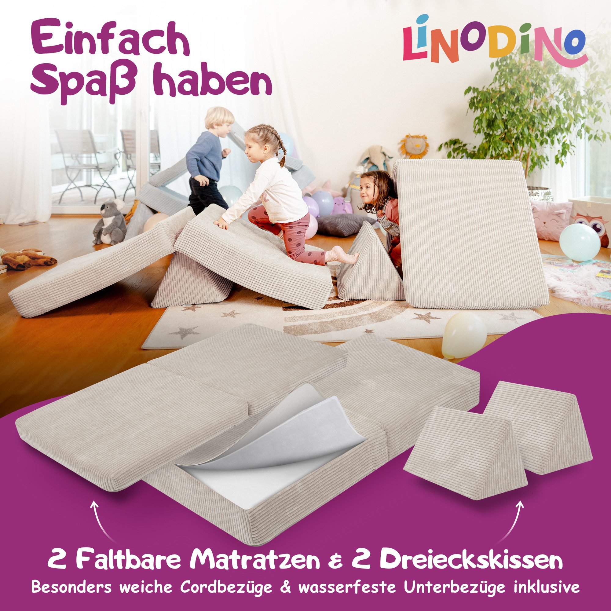 Linodino Kindersofa Spielsofa I aus Schaumstoff Bausteine I Spielcouch für Kinder, 3 Jahre Garantie – Bild 4 von 5