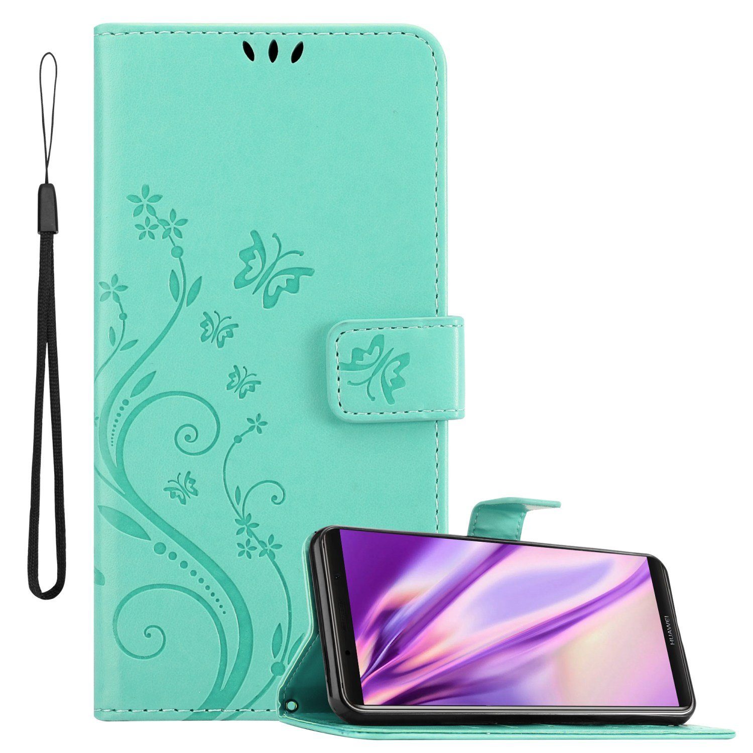 Cadorabo Handyhülle für Huawei MATE 10 PRO Hülle Huawei MATE 10 PRO, Hülle Schutzhülle Blumen Flower mit Standfunktion Kartenfach Magnet
