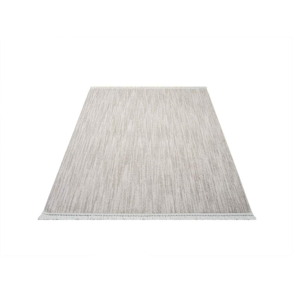 Teppich CLASICO 0052, Carpet City, rechteckig, Höhe: 11 mm, Kurzflor,  Fransen, Meliert, Boho-Stil, Wohnzimmer | Kurzflor-Teppiche