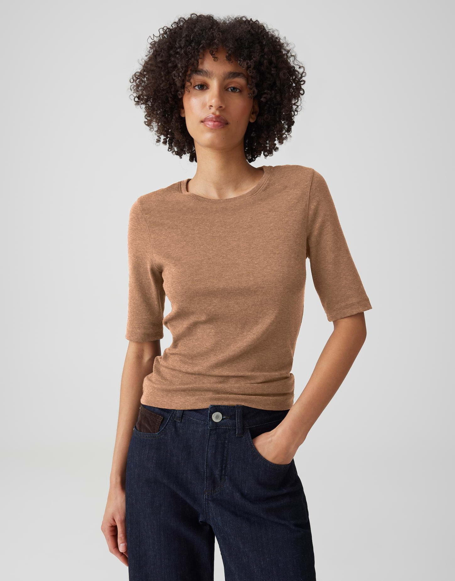 Opus 3/4-Arm-Shirt mit feiner Mélange Slim Fit Vielseitig kombinierbar für casual Looks