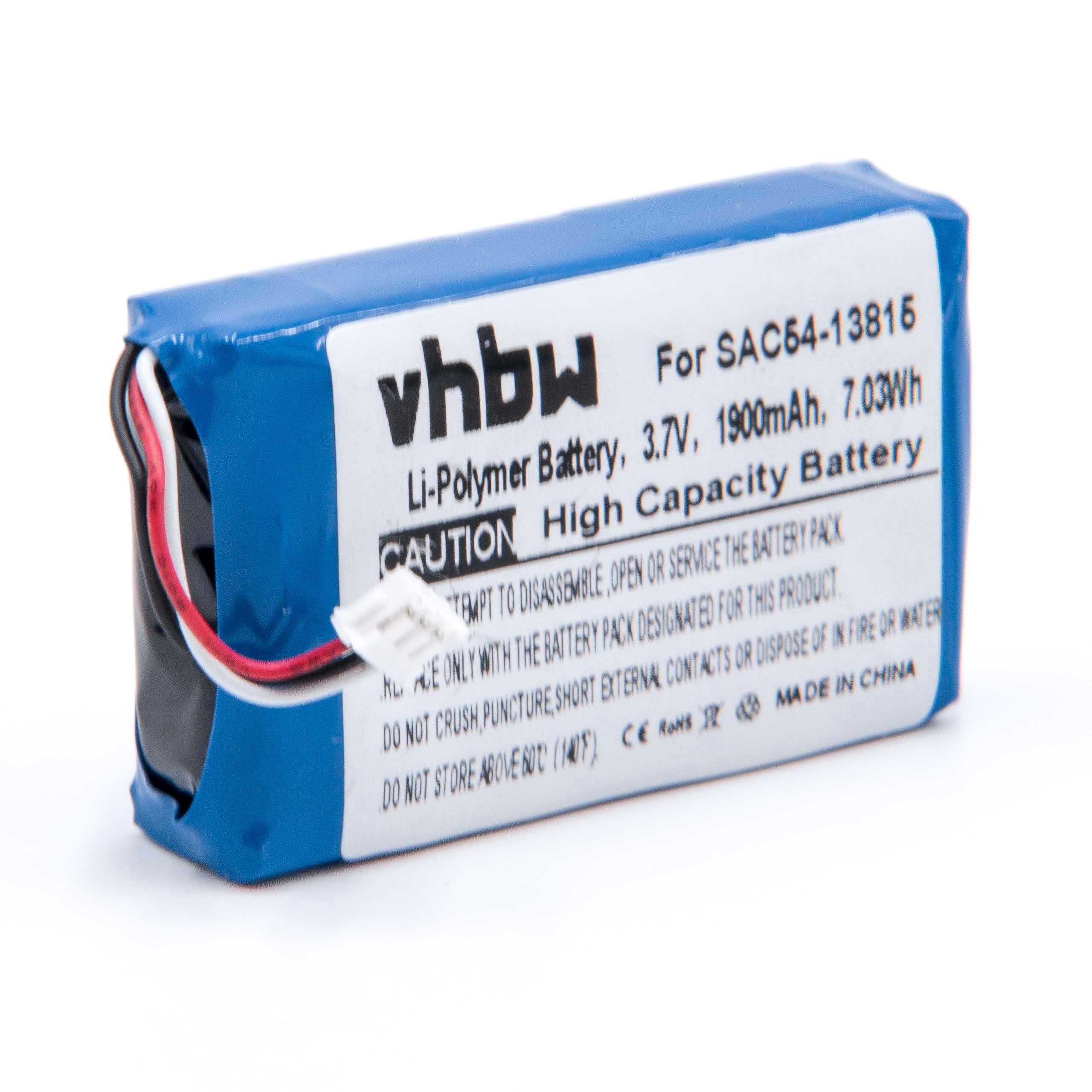 vhbw Ersatz für mAh Li-Polymer 1900 SAC54-13815 Akku (3,7 V) für