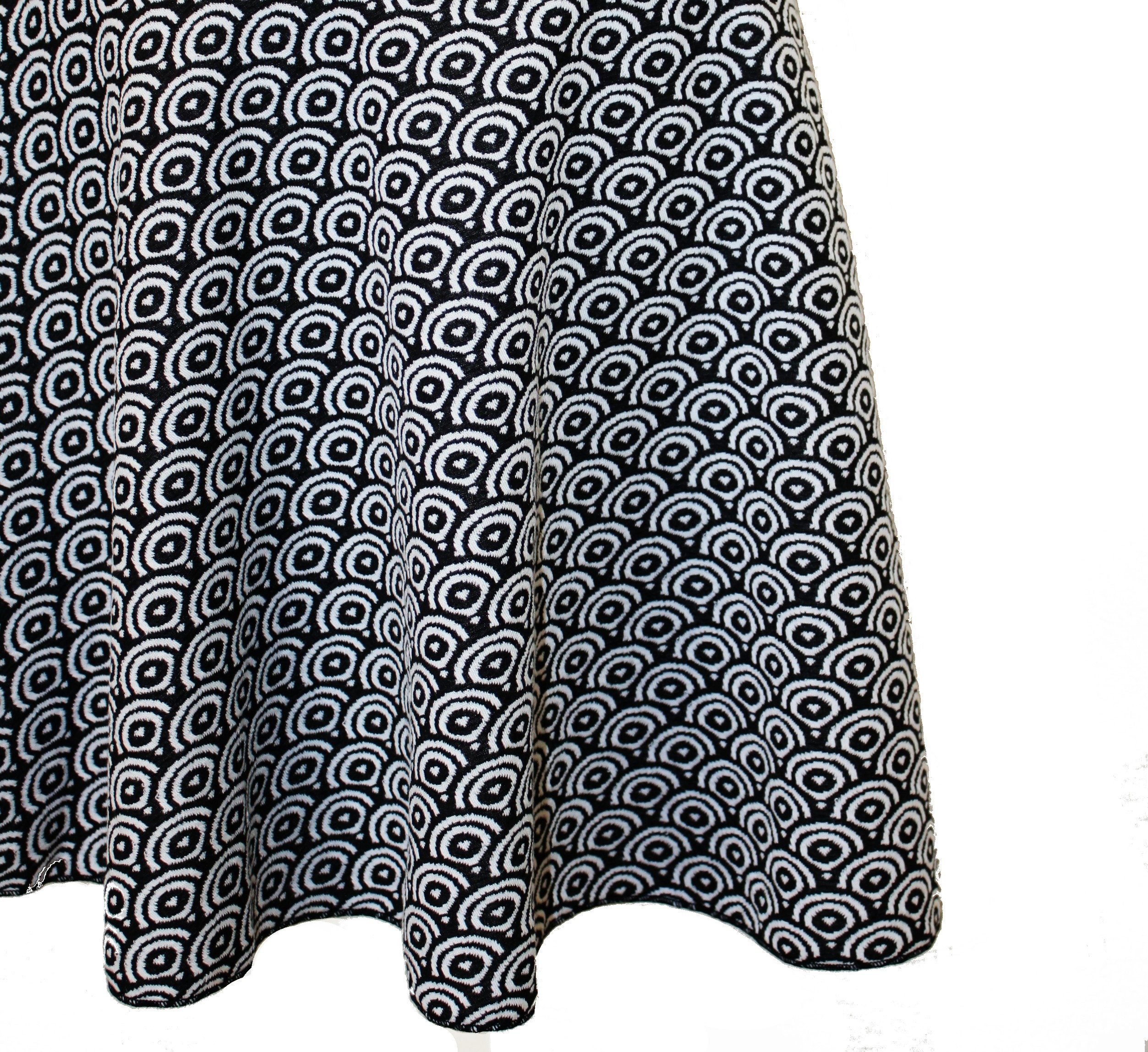 dunkle design A-Linien-Rock Schwarz Weiß Grau Grün 57cm Jacquard Strick elastischer Bund