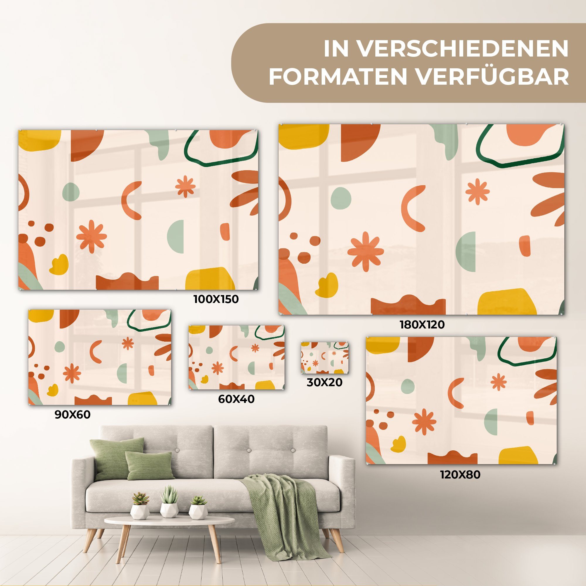 MuchoWow Acrylglasbild Formen - Blumen, - Wohnzimmer Acrylglasbilder St), Schlafzimmer (1 Muster &