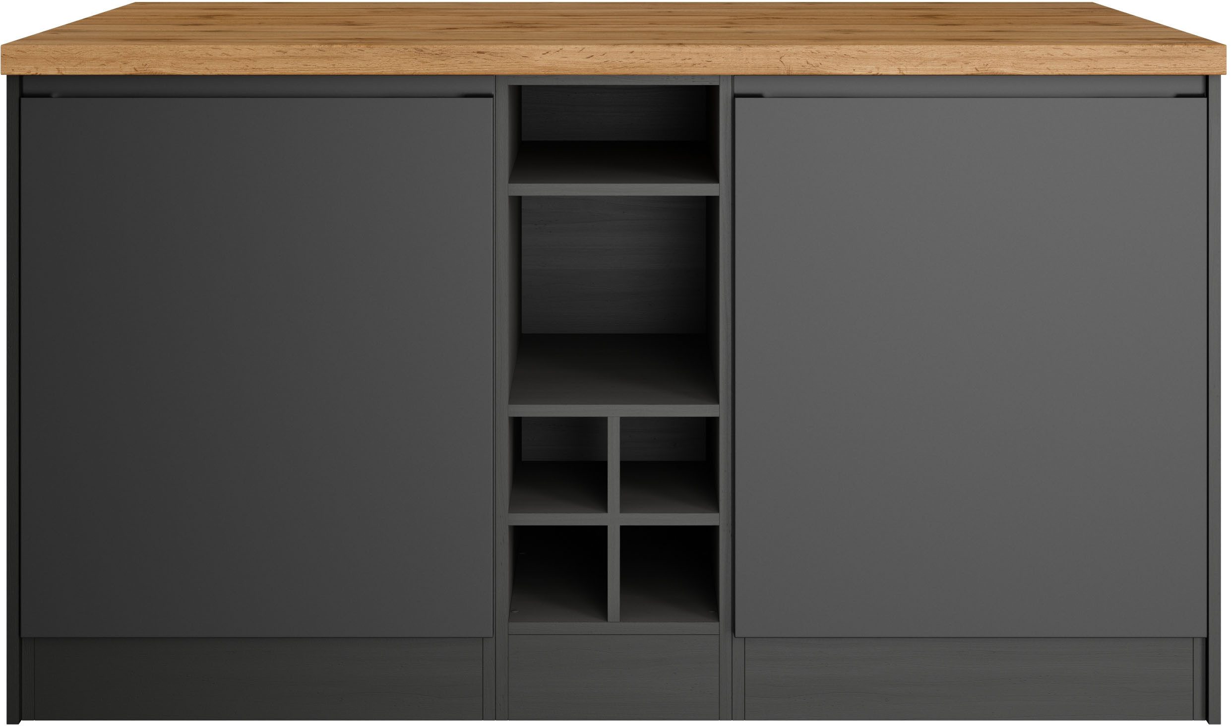 KOCHSTATION Kücheninsel KS-Bruneck, Breite 153 cm, MDF-Fronten, Arbeitsplatte 38mm stark